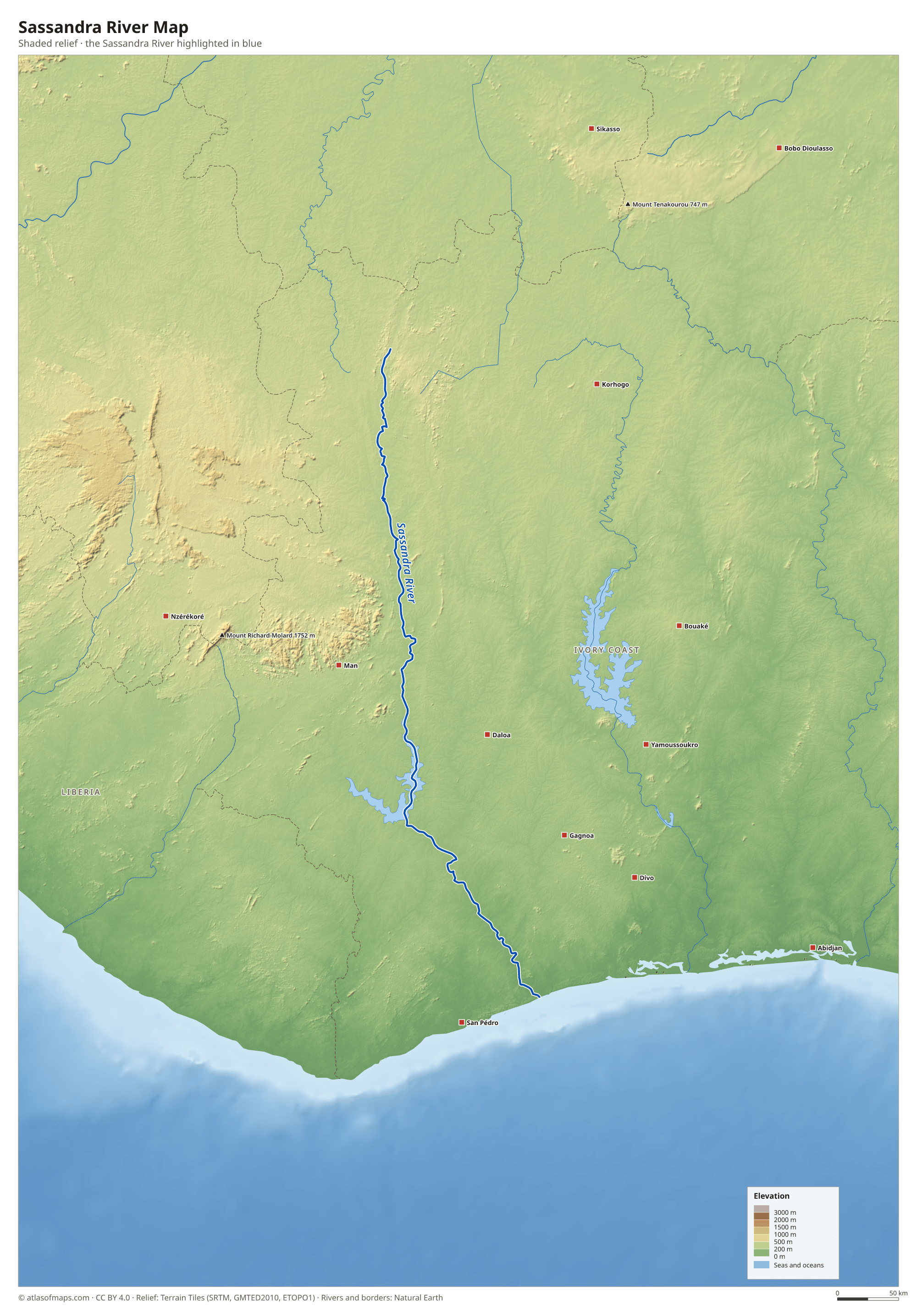 Sassandra River Map