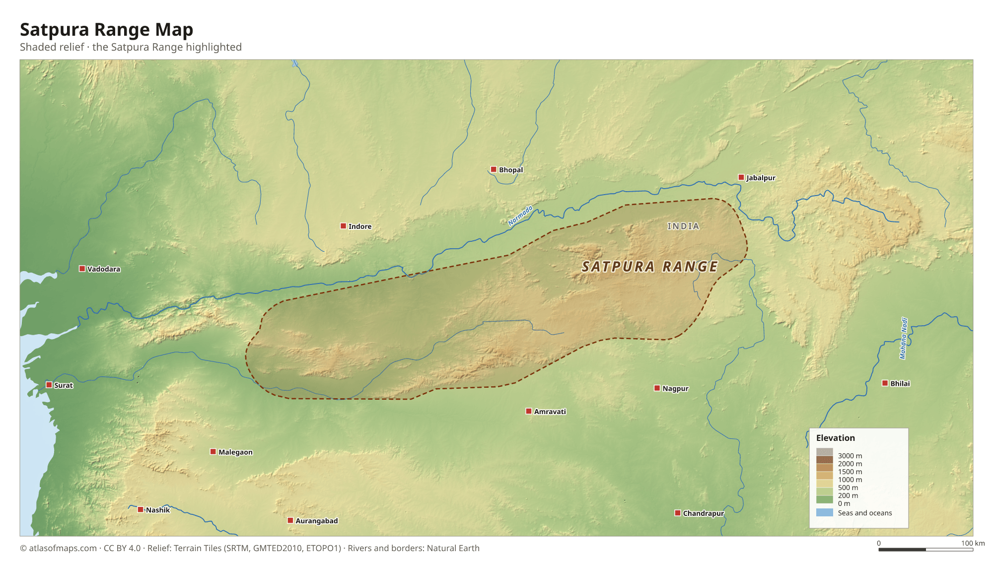 Satpura Range Map