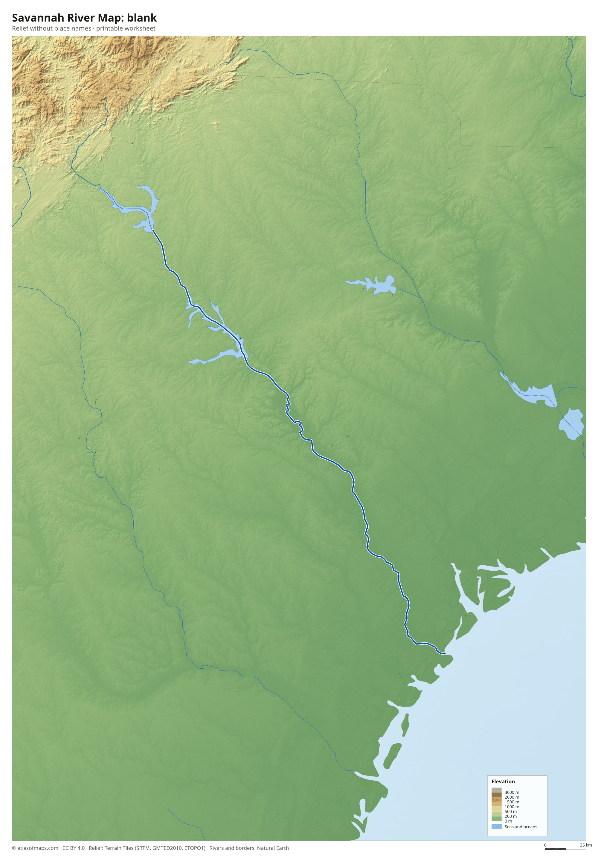 Savannah River Map without names