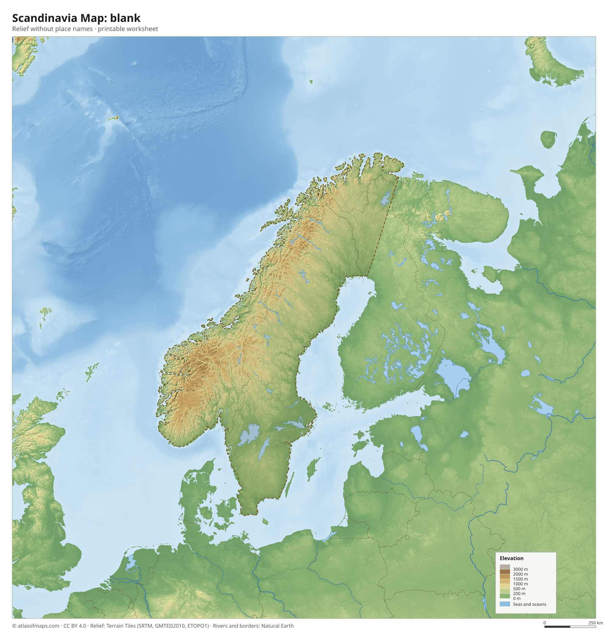 Scandinavia Map without names