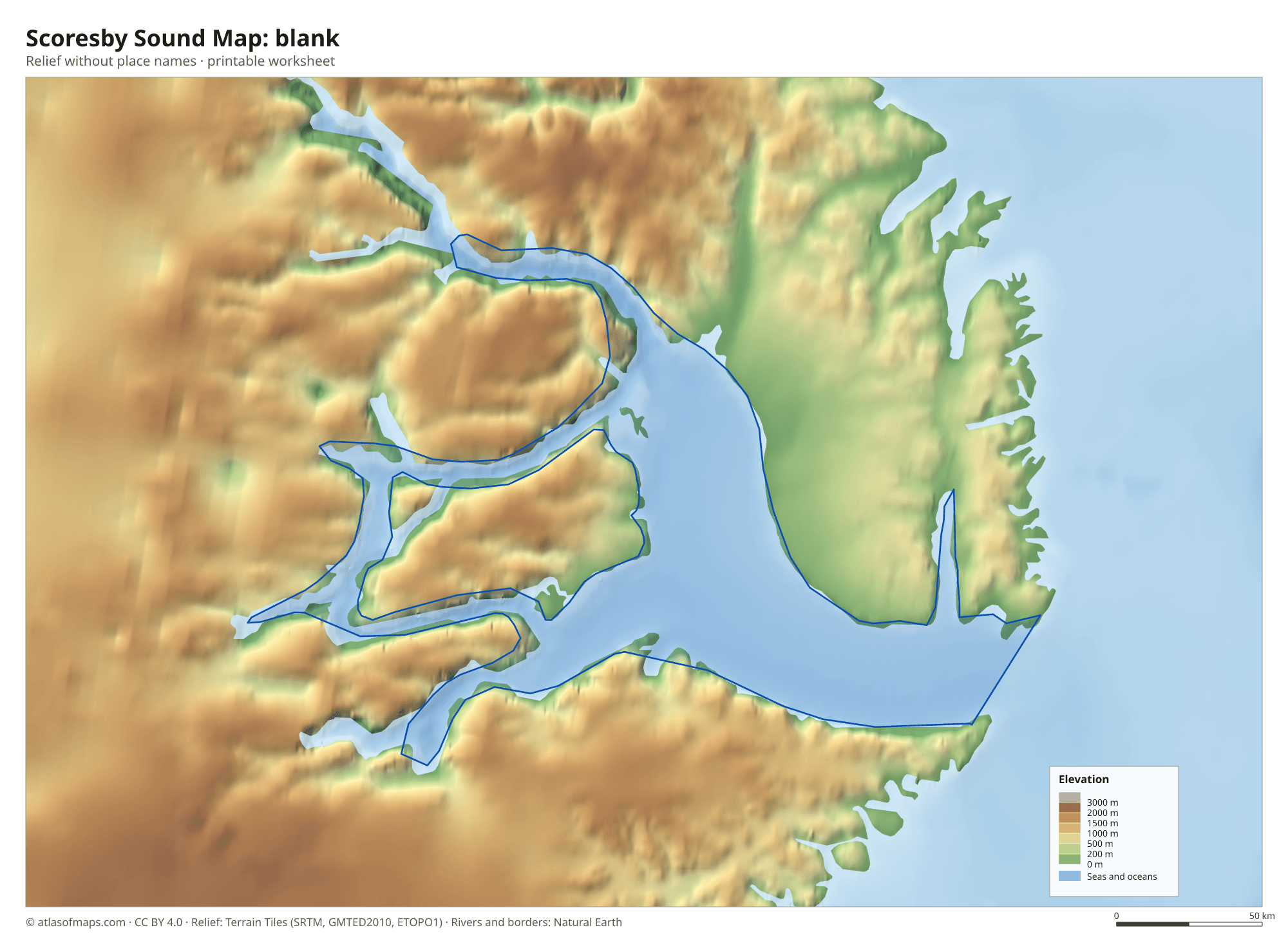 Scoresby Sound Map without names
