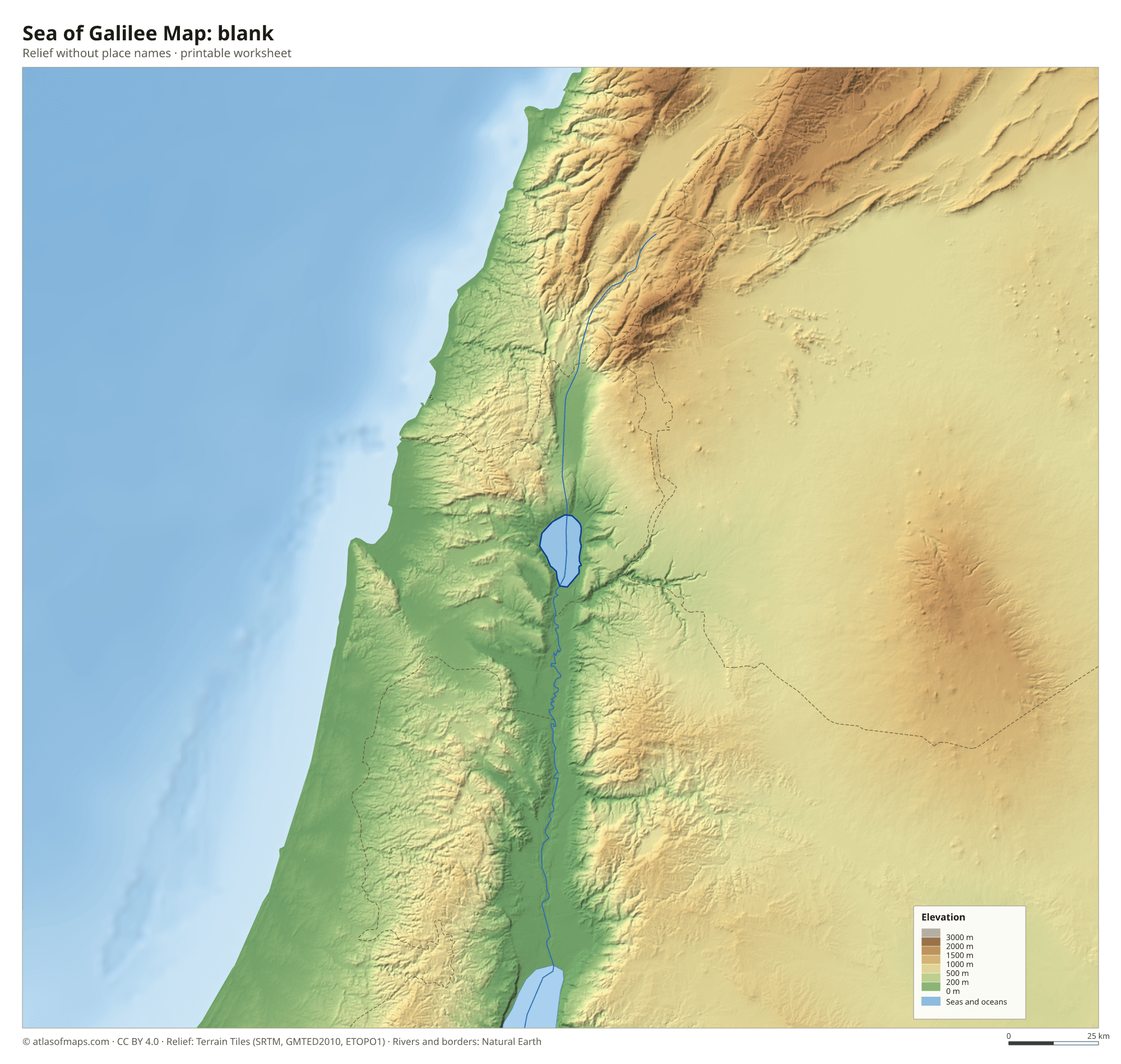 Sea of Galilee Map without names