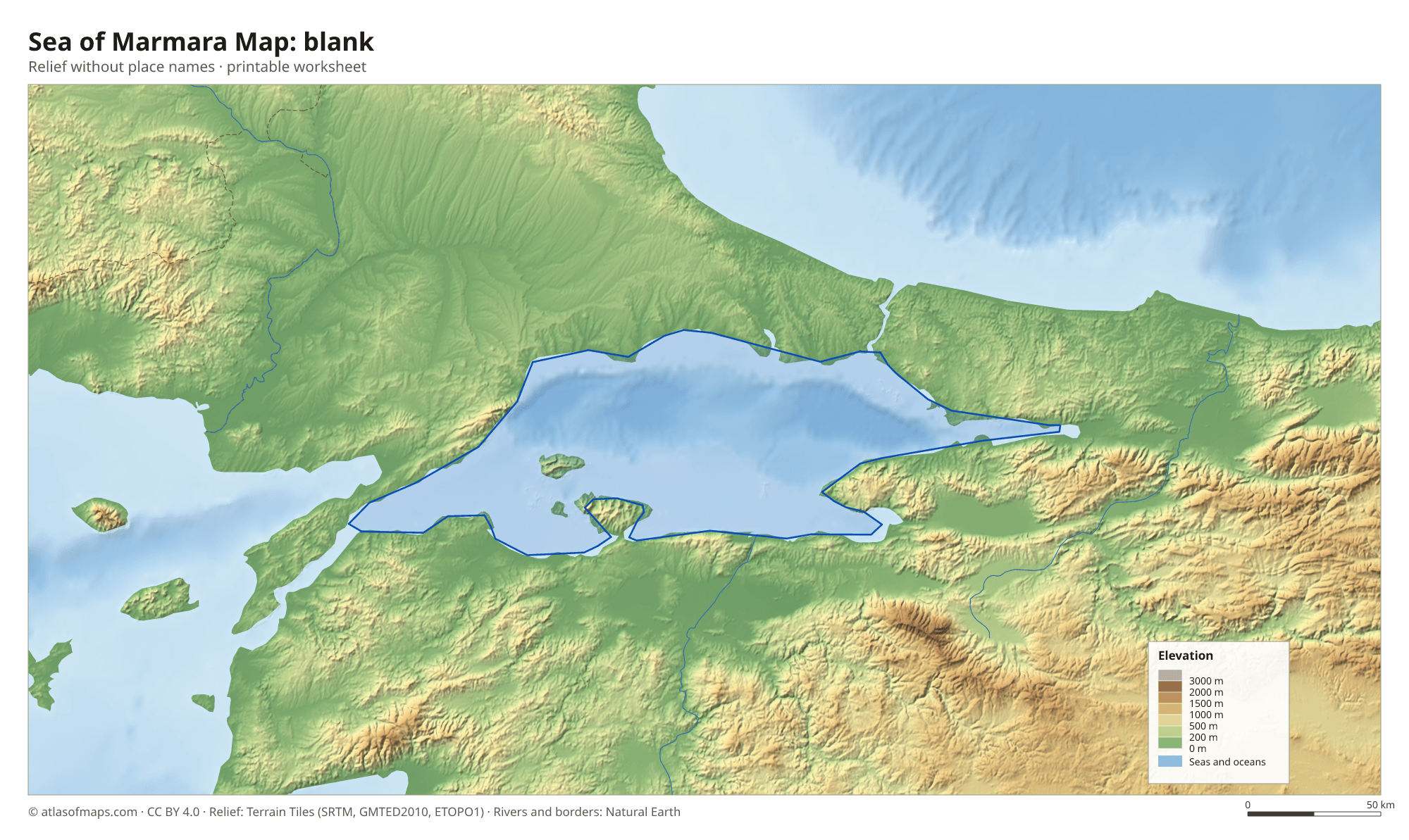 Sea of Marmara Map without names