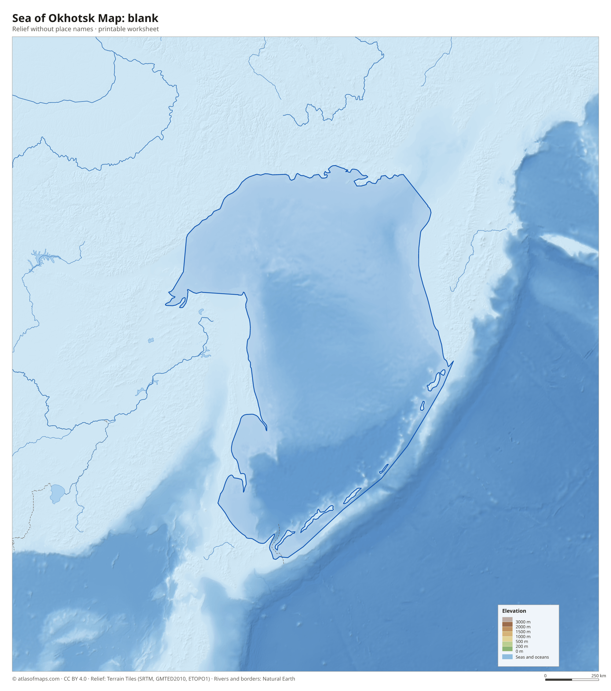 Sea of Okhotsk Map without names