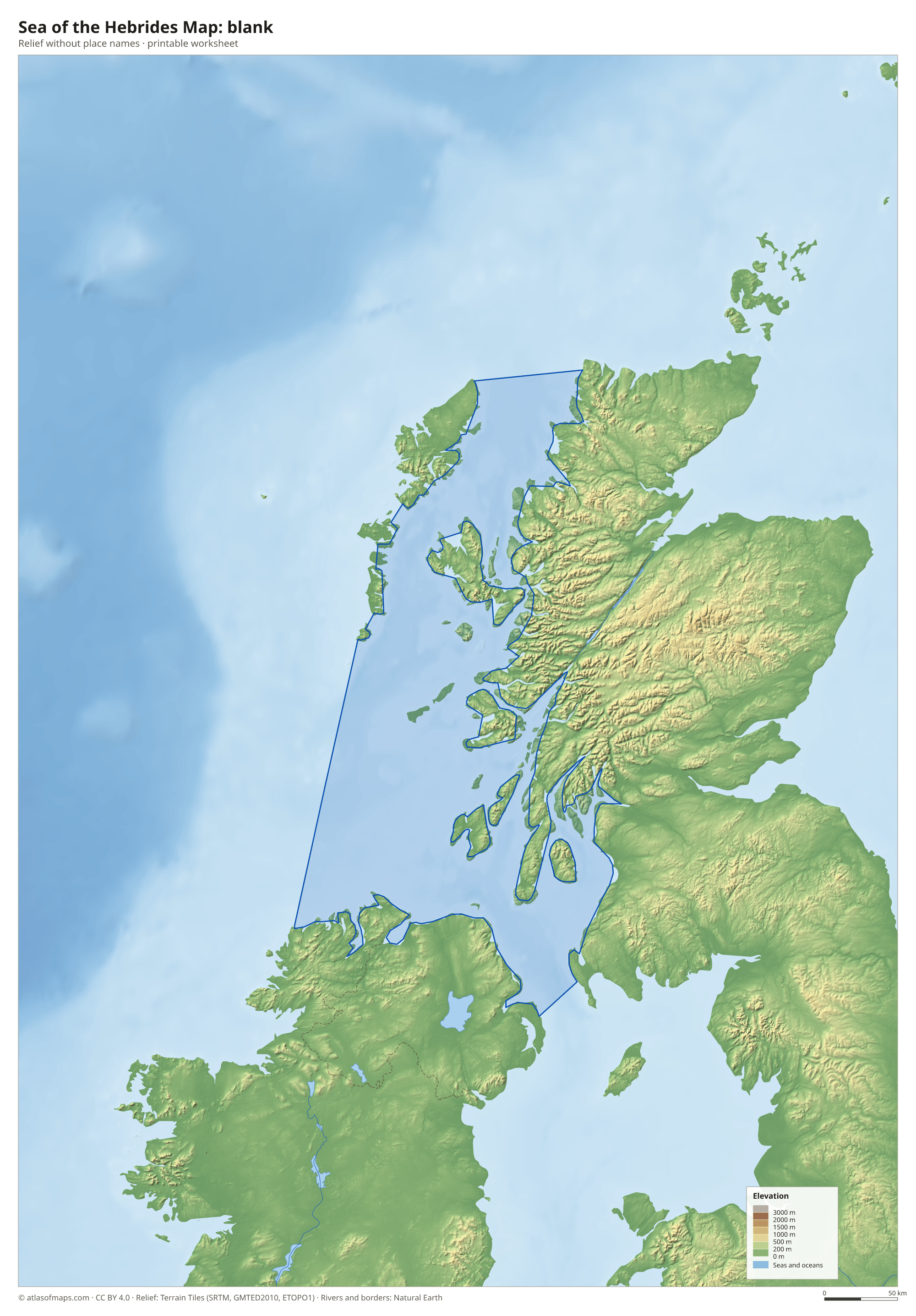 Sea of the Hebrides Map without names