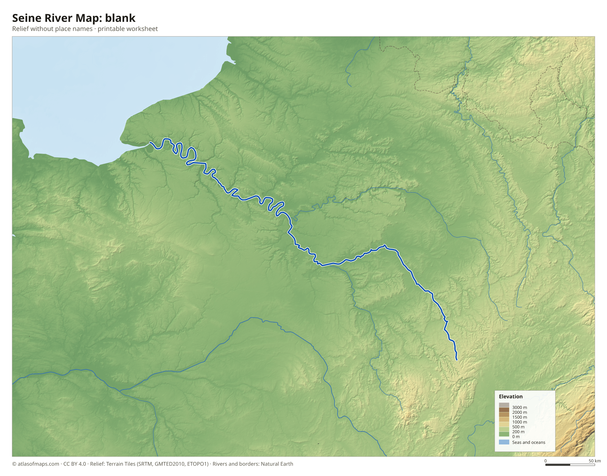 Seine River Map without names