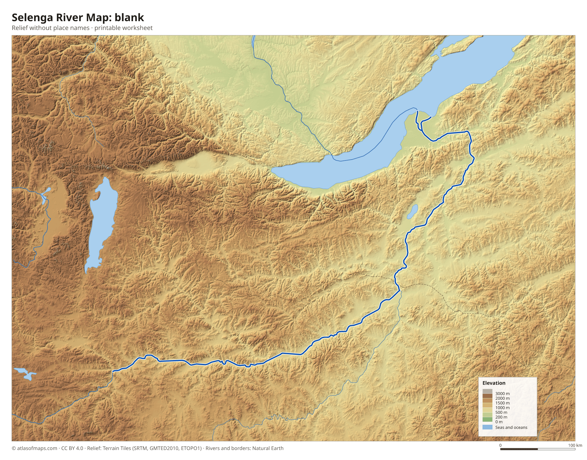 Selenga River Map without names