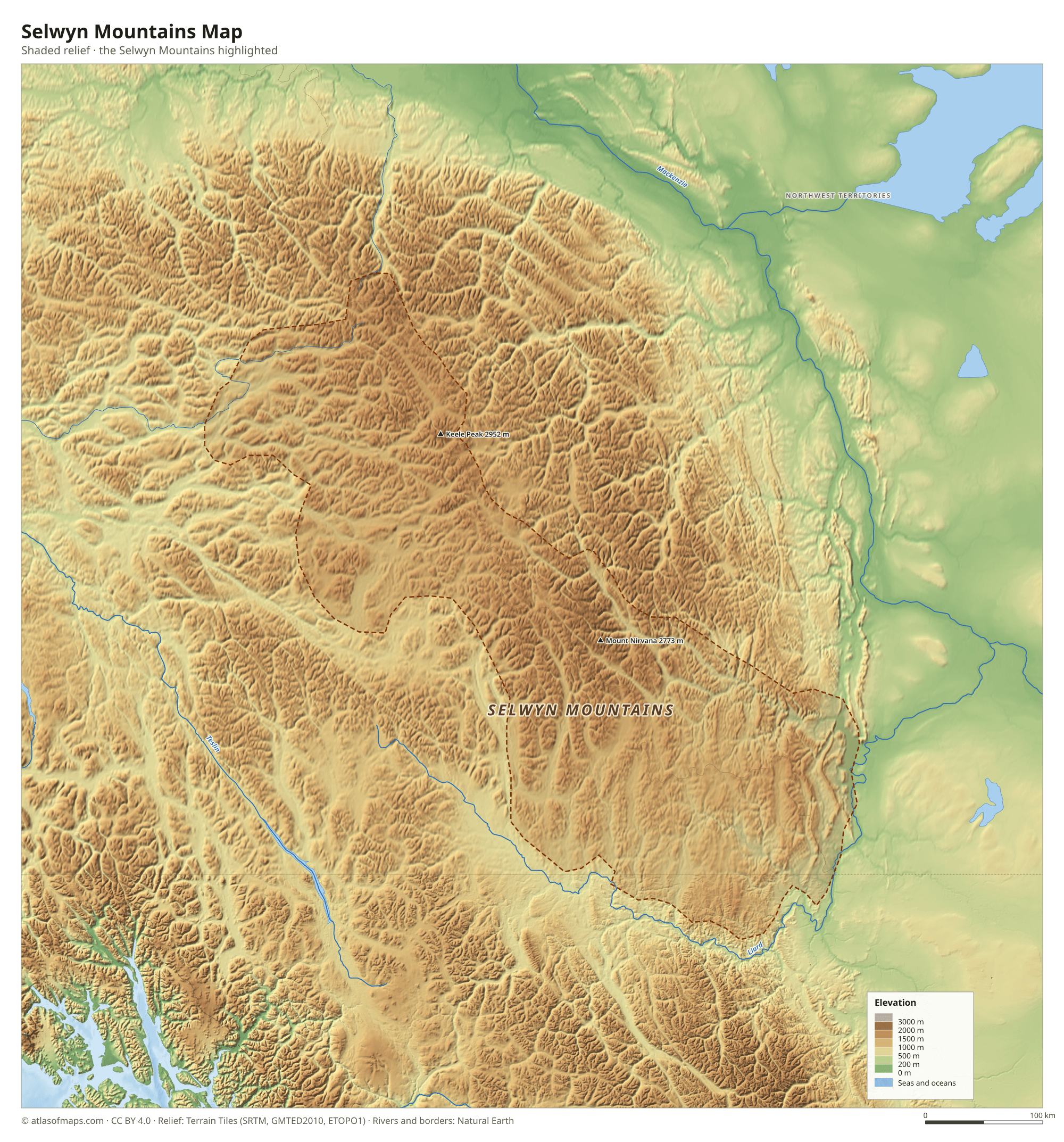 Selwyn Mountains Map