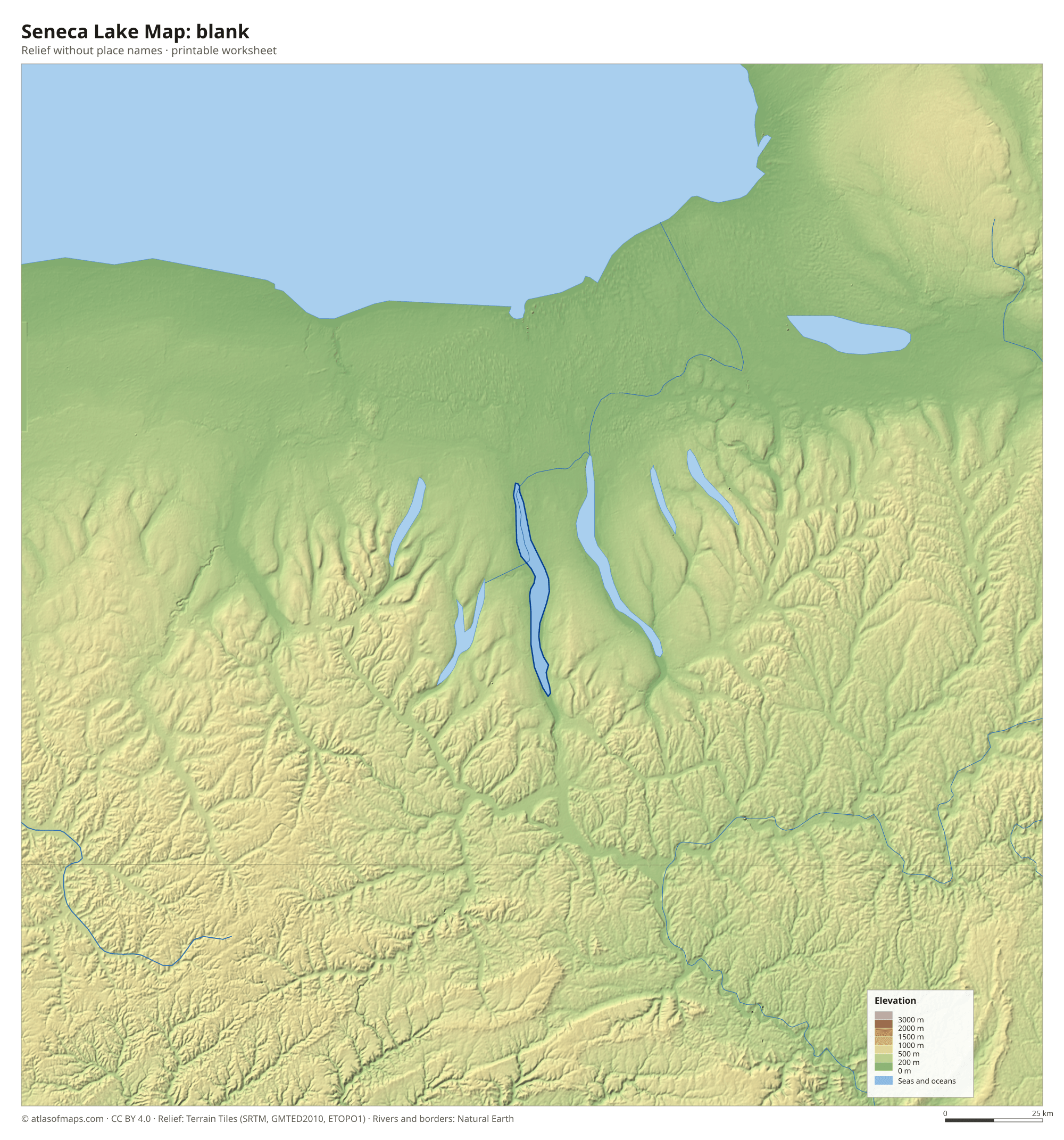 Seneca Lake Map without names