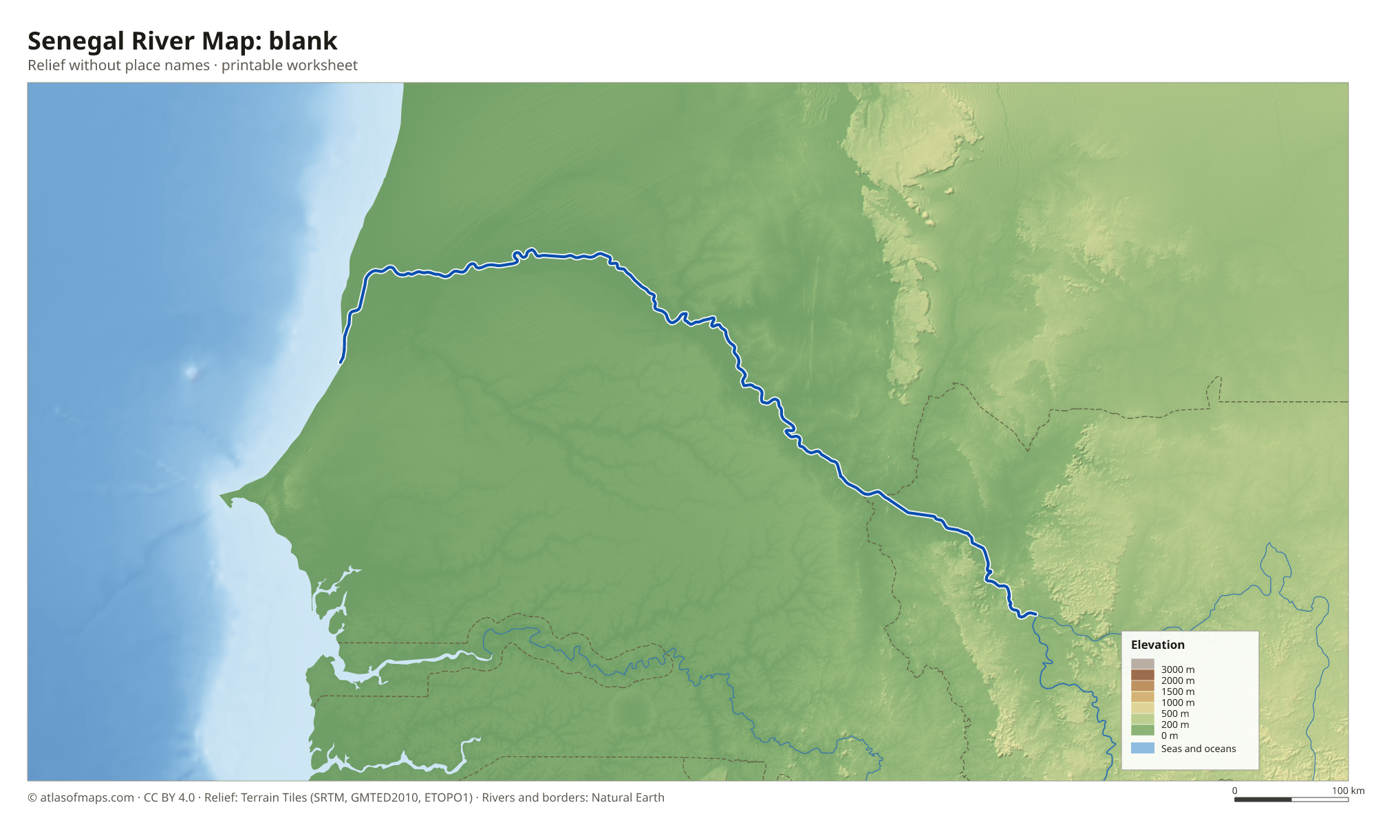 Senegal River Map without names