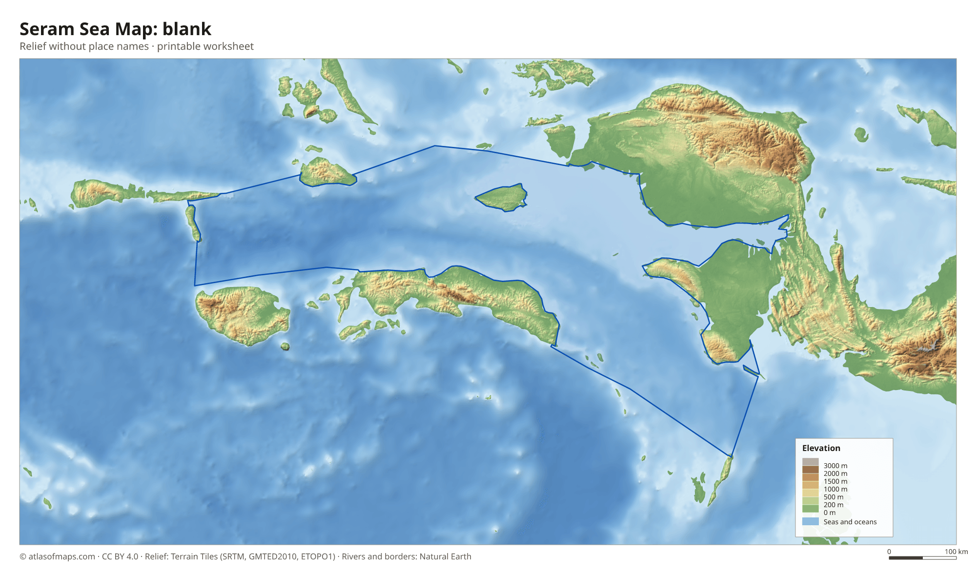 Seram Sea Map without names