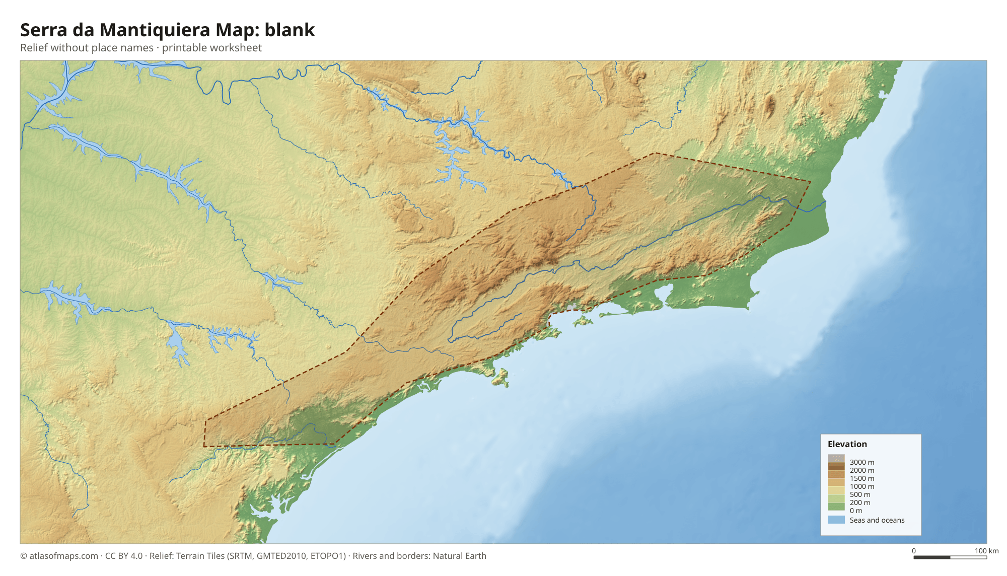 Serra da Mantiquiera Map without names