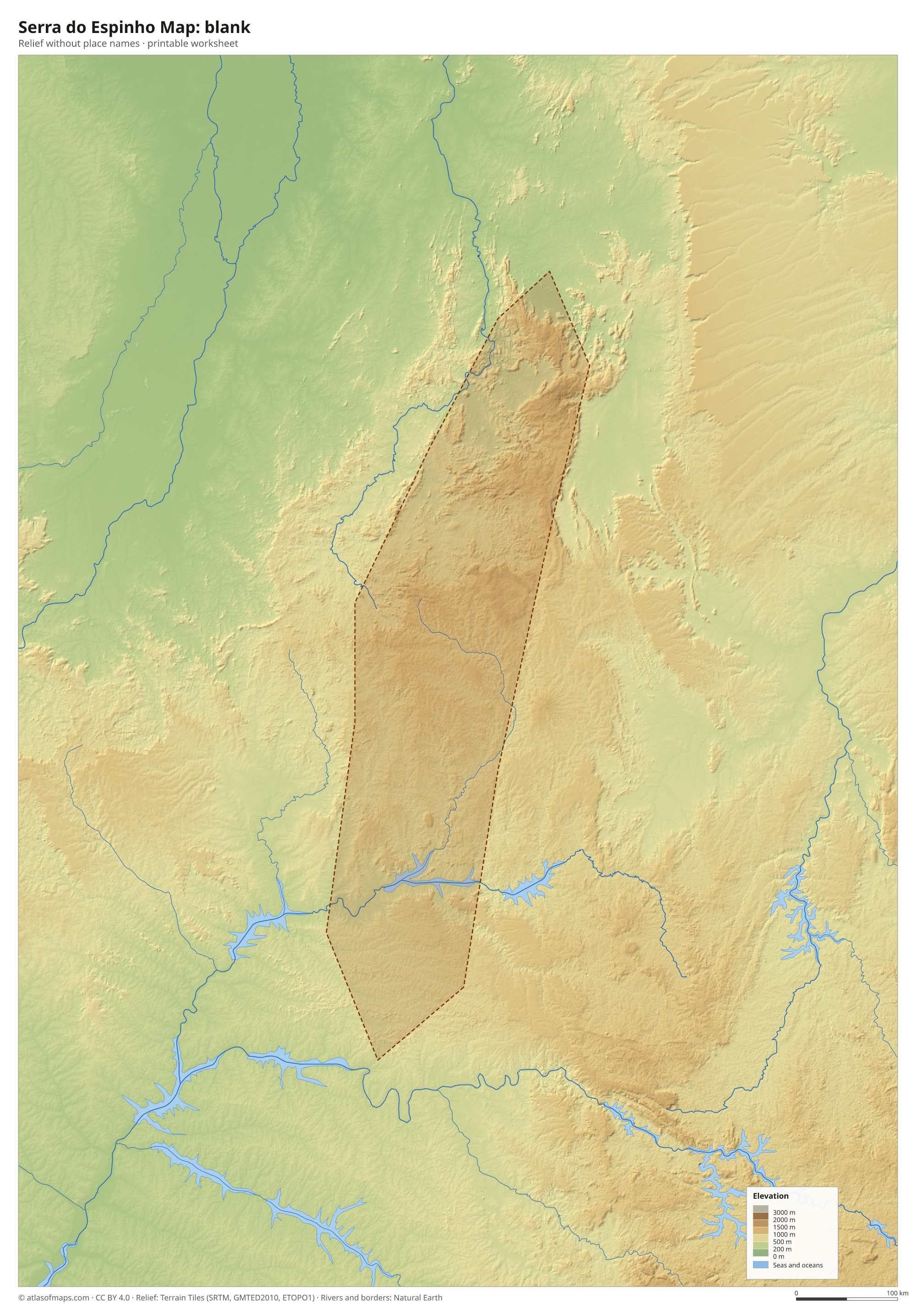 Serra do Espinho Map without names