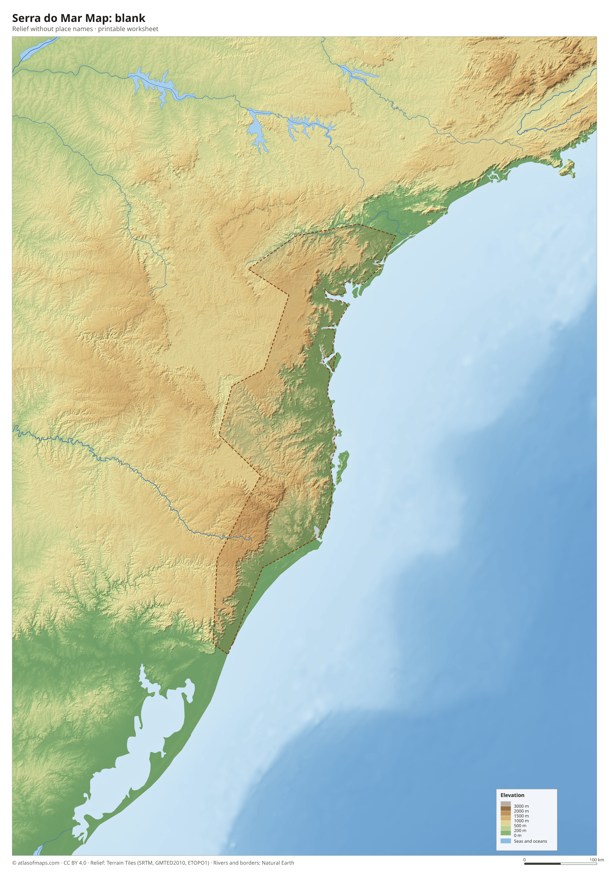 Serra do Mar Map without names