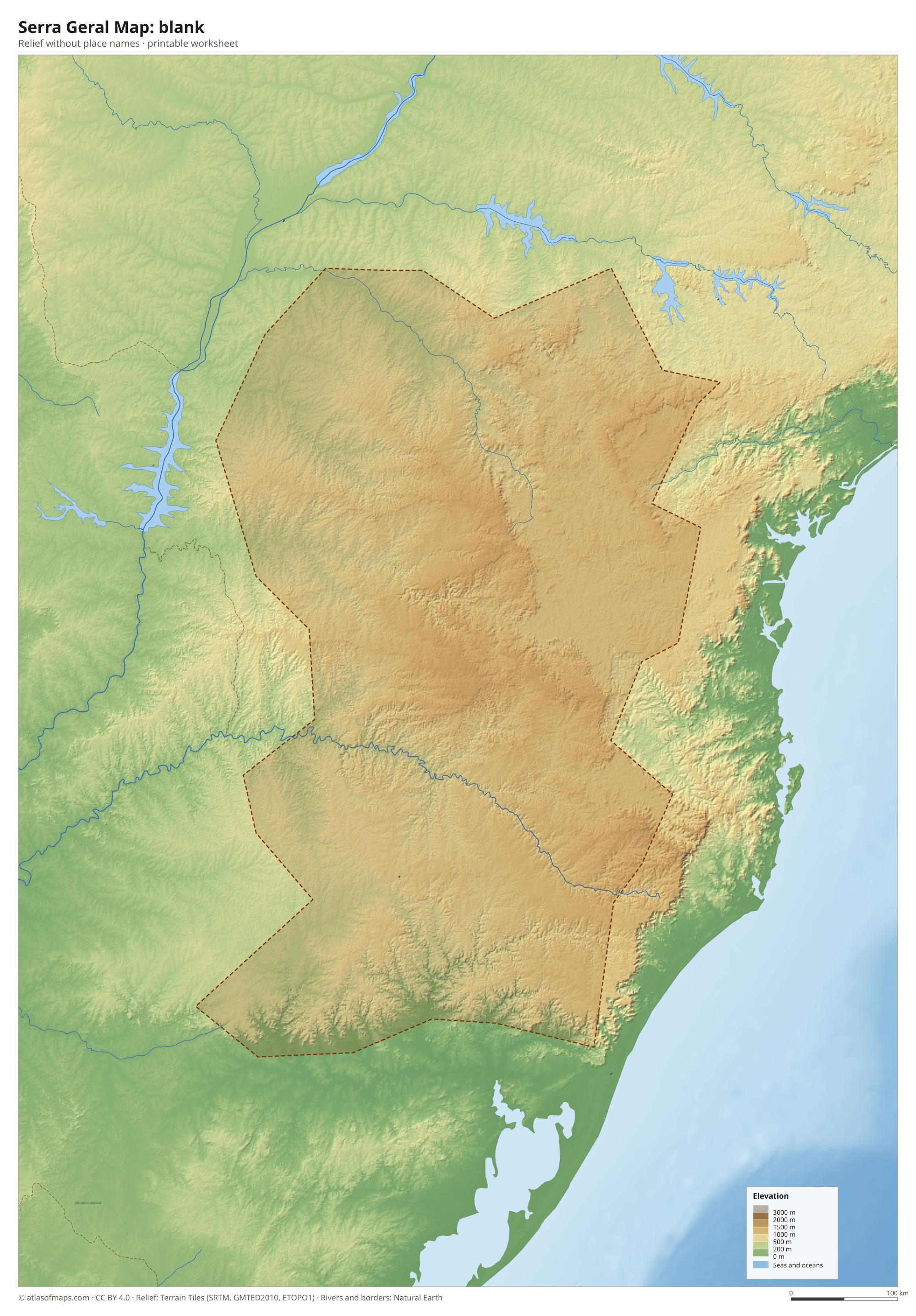 Serra Geral Map without names