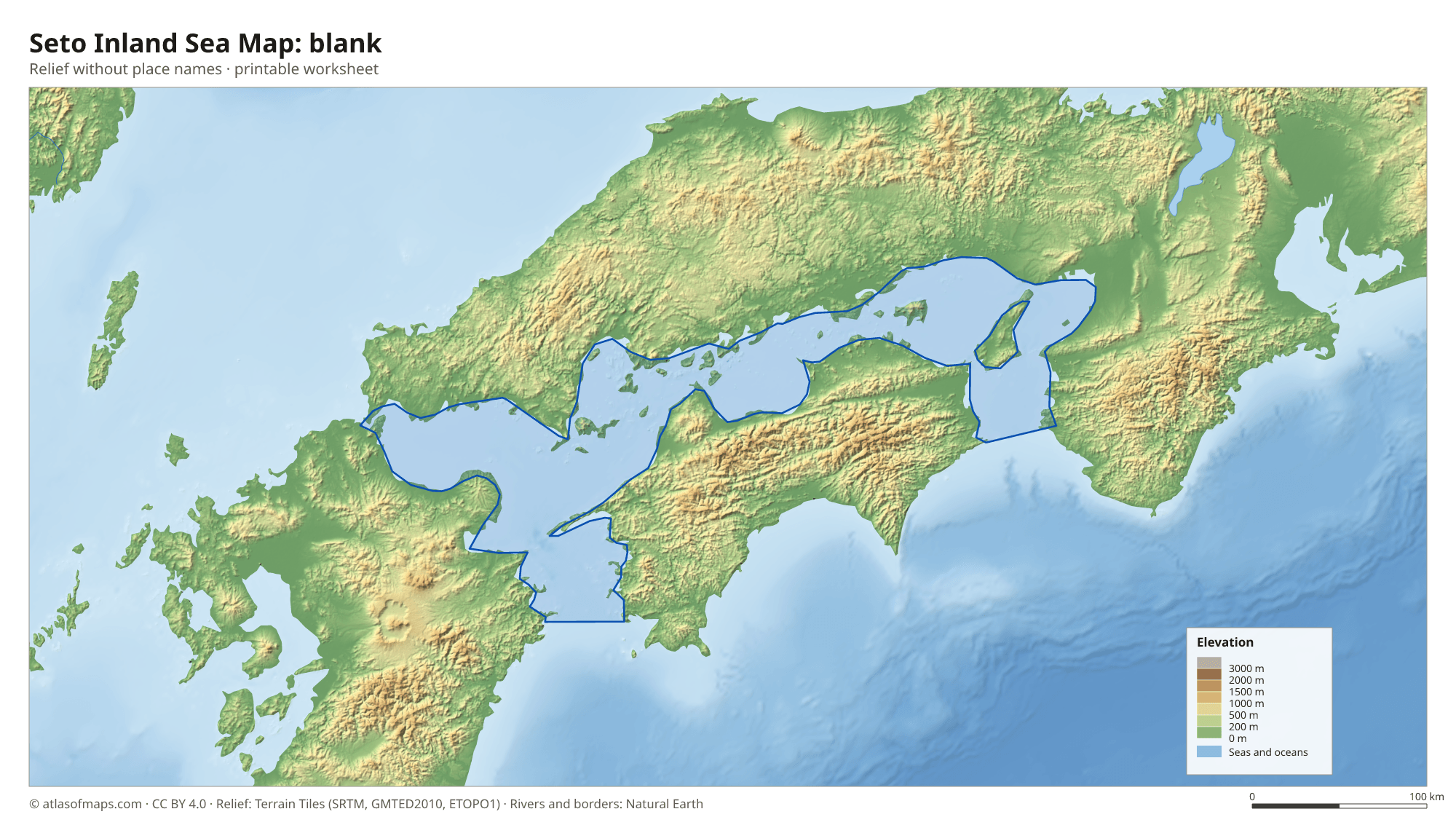 Seto Inland Sea Map without names