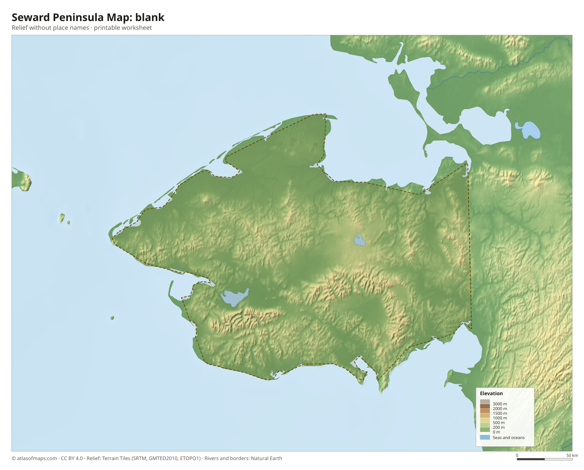 Seward Peninsula Map without names