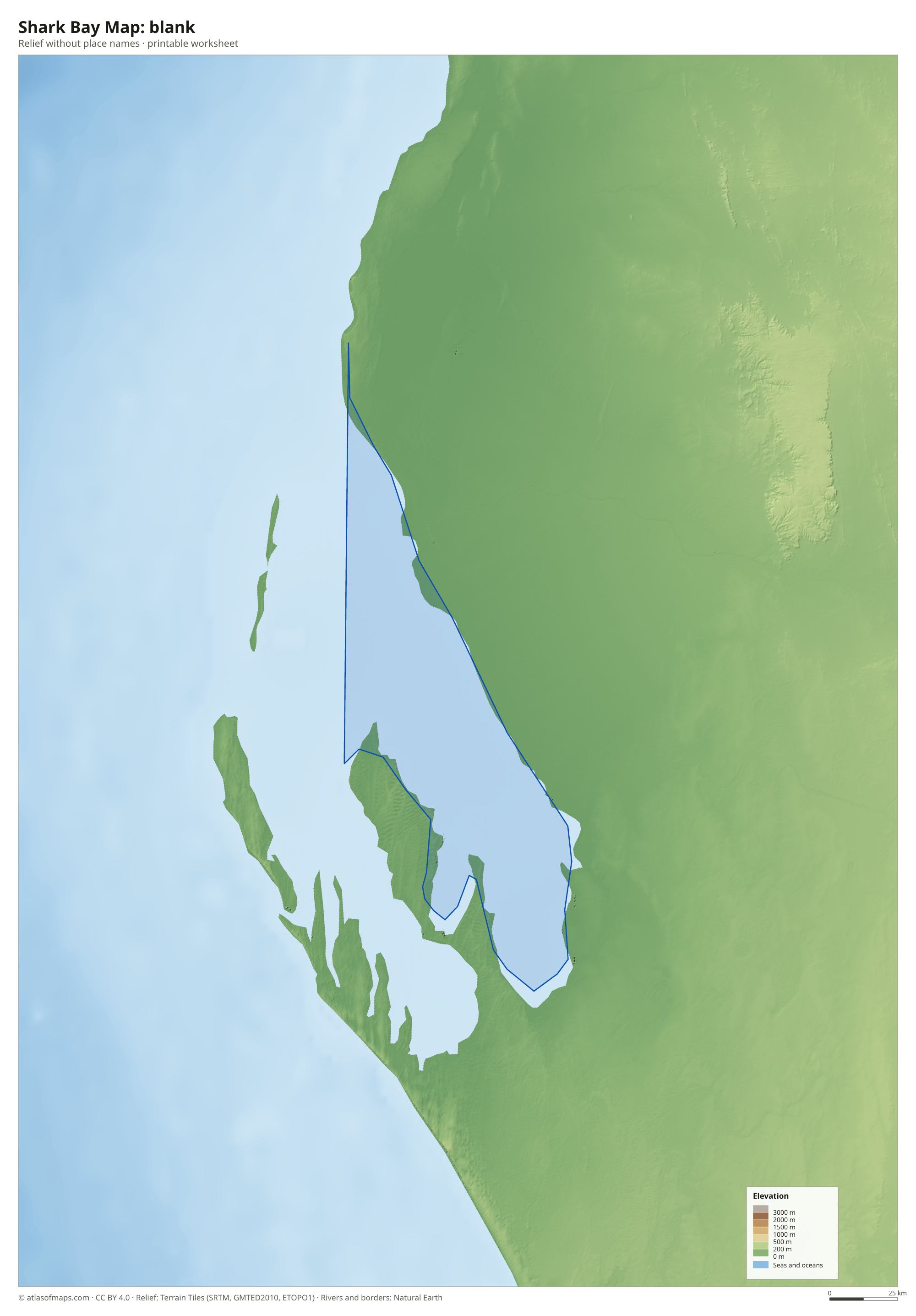 Shark Bay Map without names