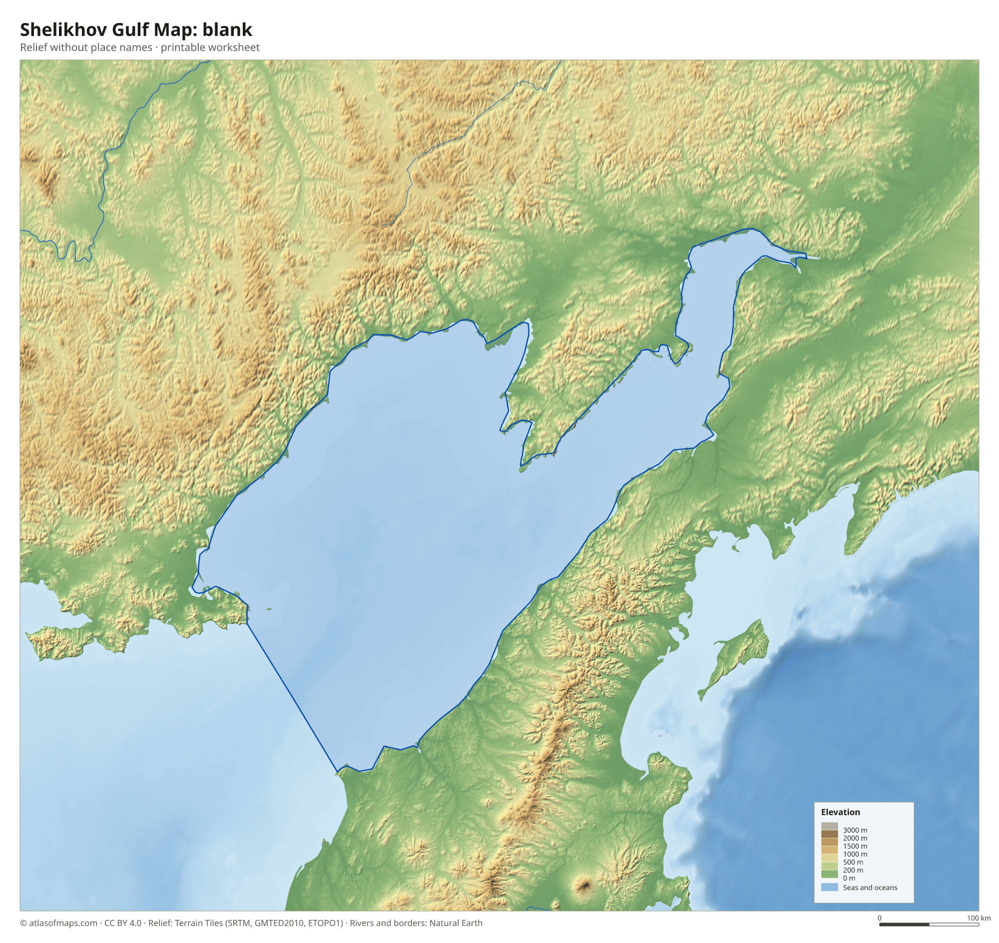 Shelikhov Gulf Map without names