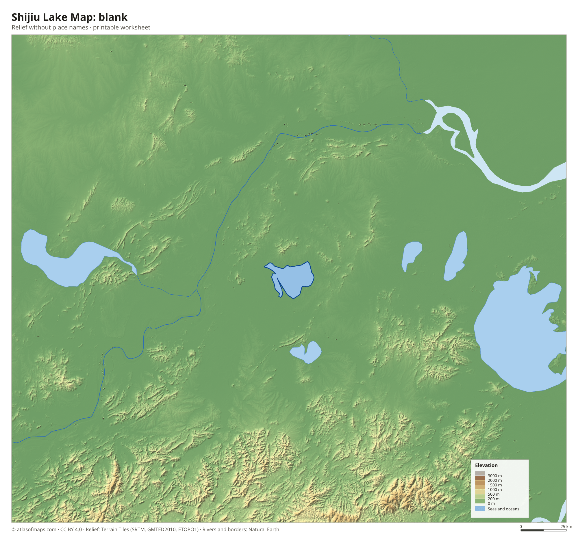 Shijiu Lake Map without names