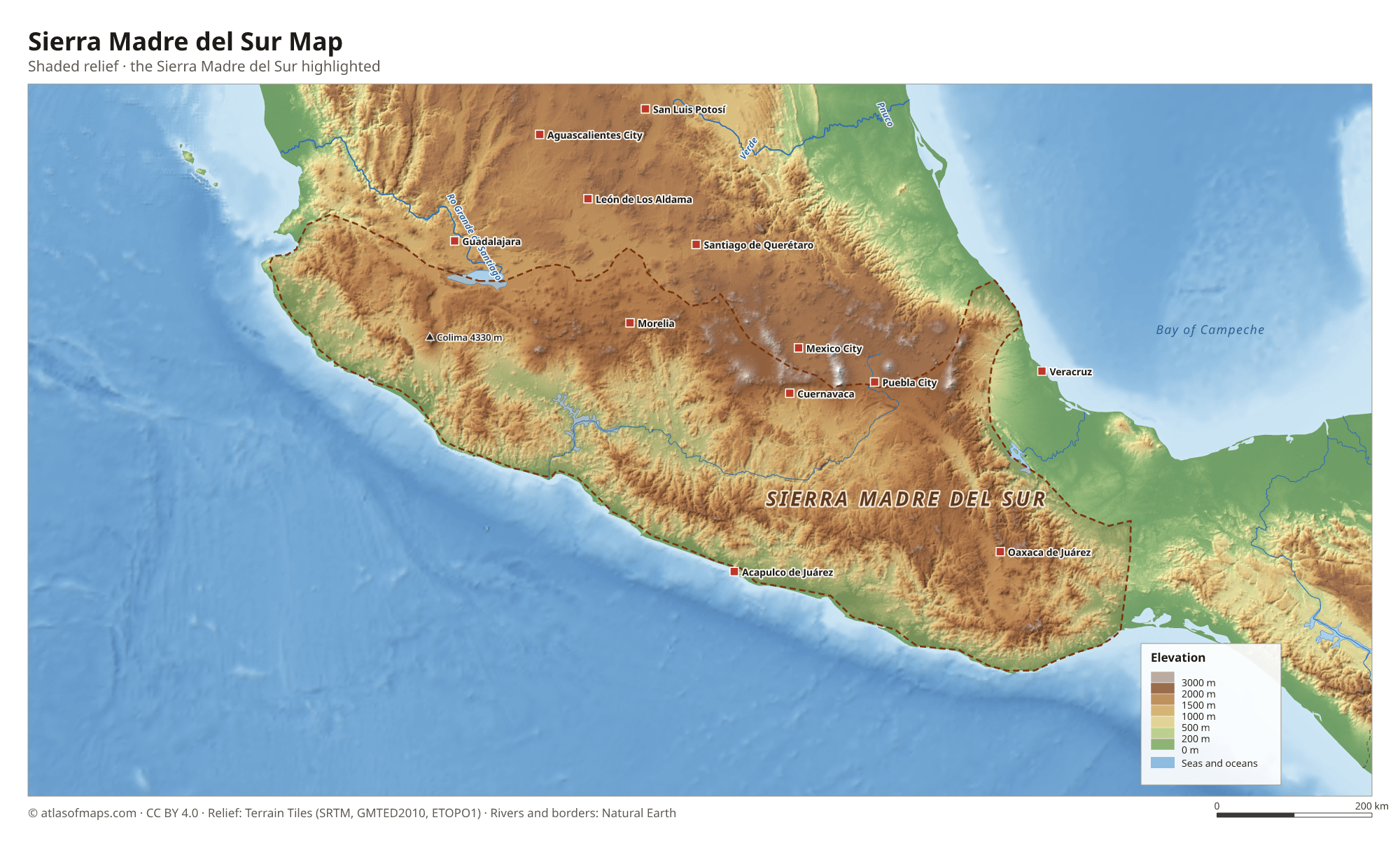 Sierra Madre del Sur Map