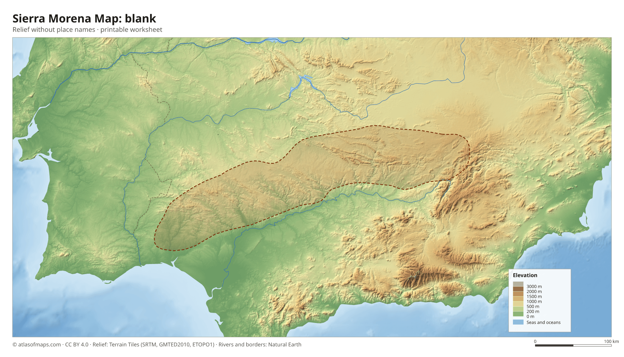 Sierra Morena Map without names