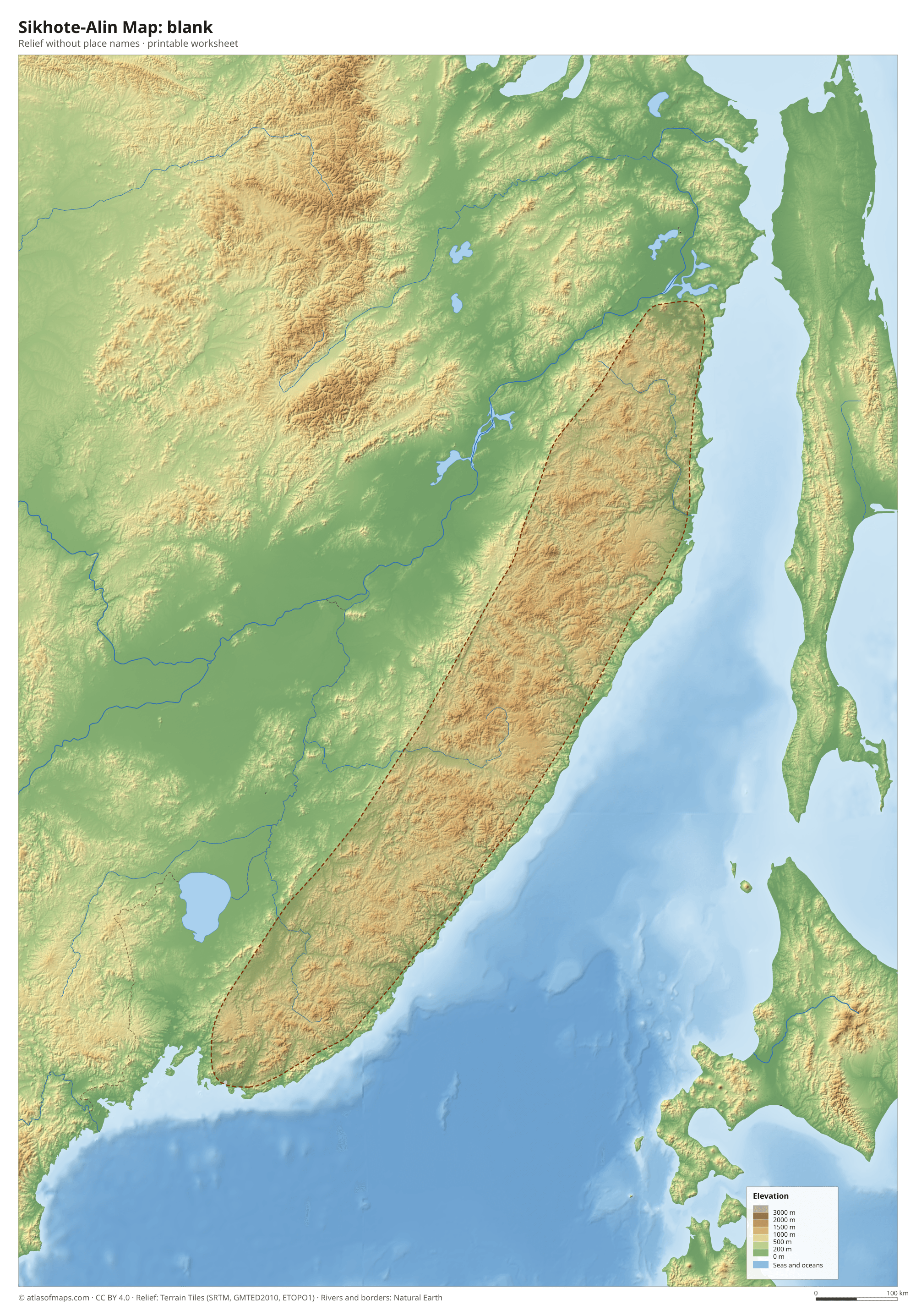 Sikhote-Alin Map without names
