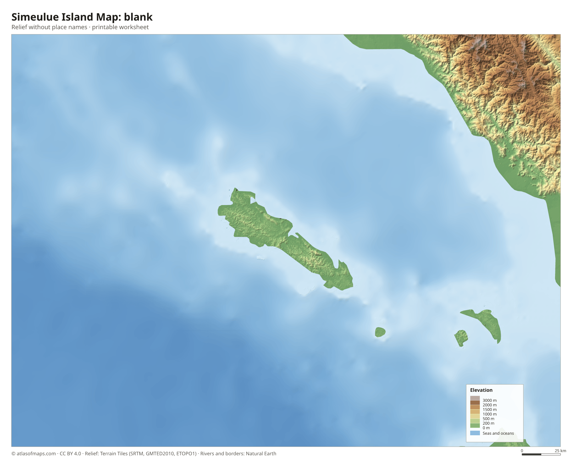 Simeulue Island Map without names