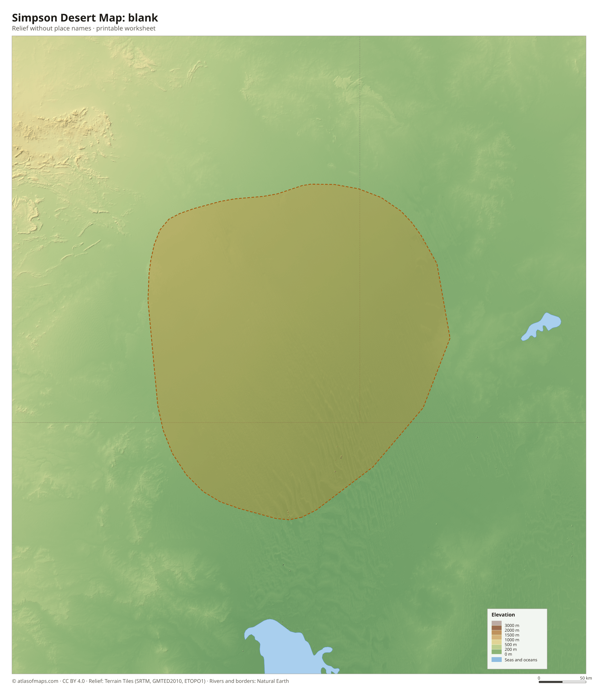Simpson Desert Map without names