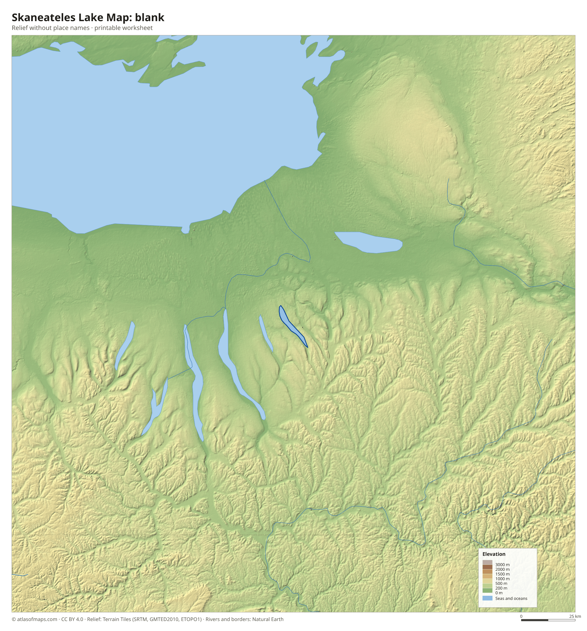 Skaneateles Lake Map without names