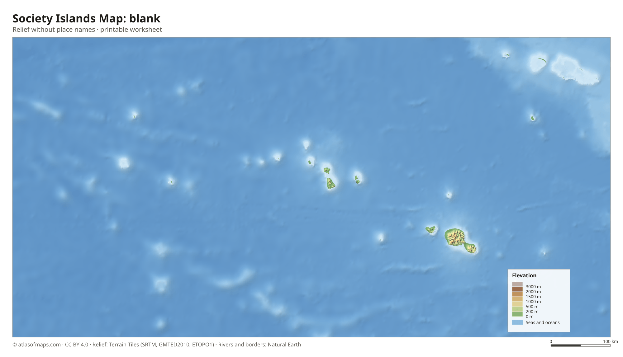 Society Islands Map without names