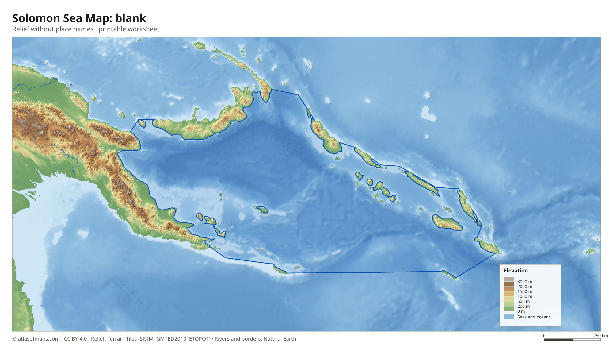 Solomon Sea Map without names