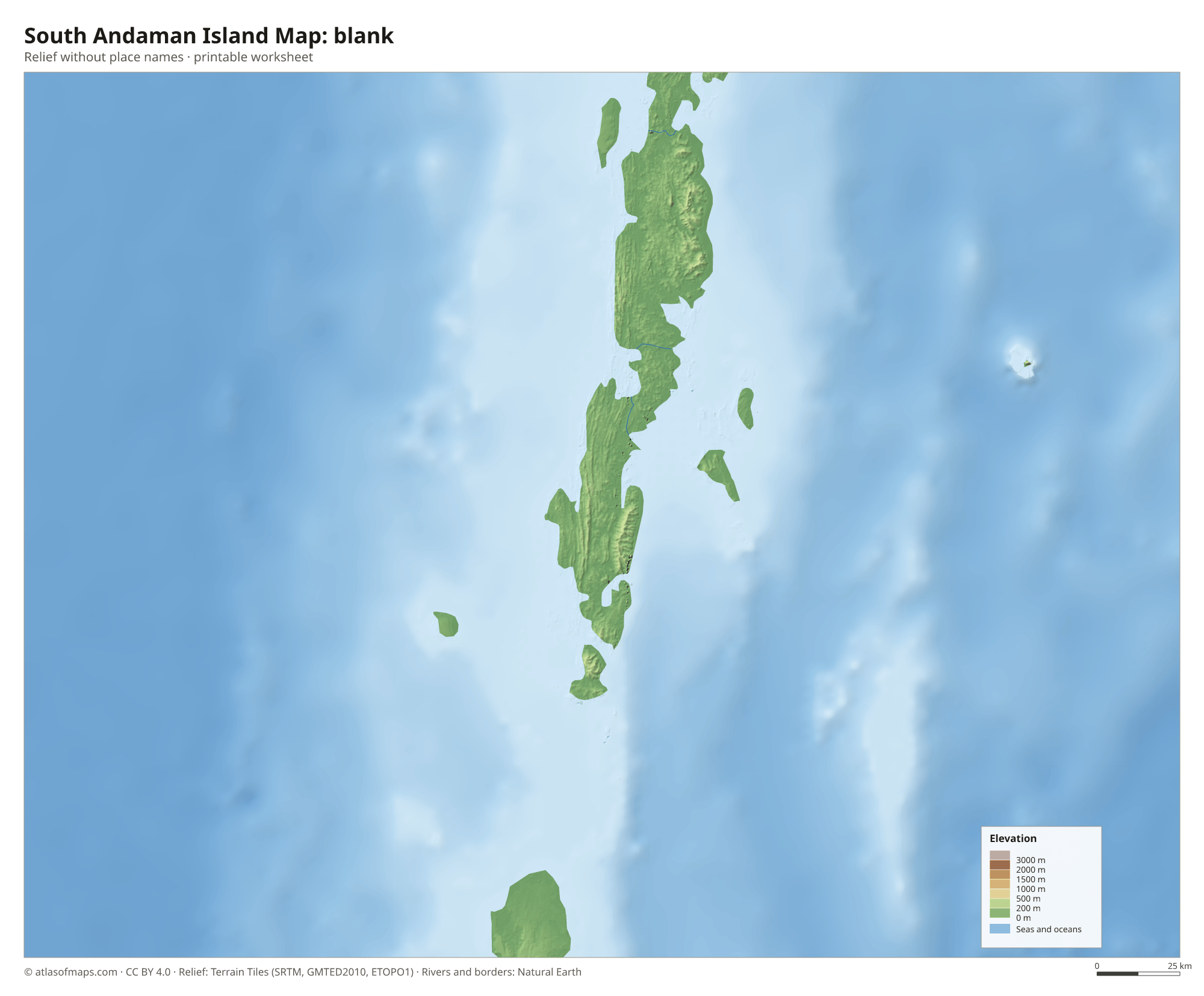 South Andaman Island Map without names