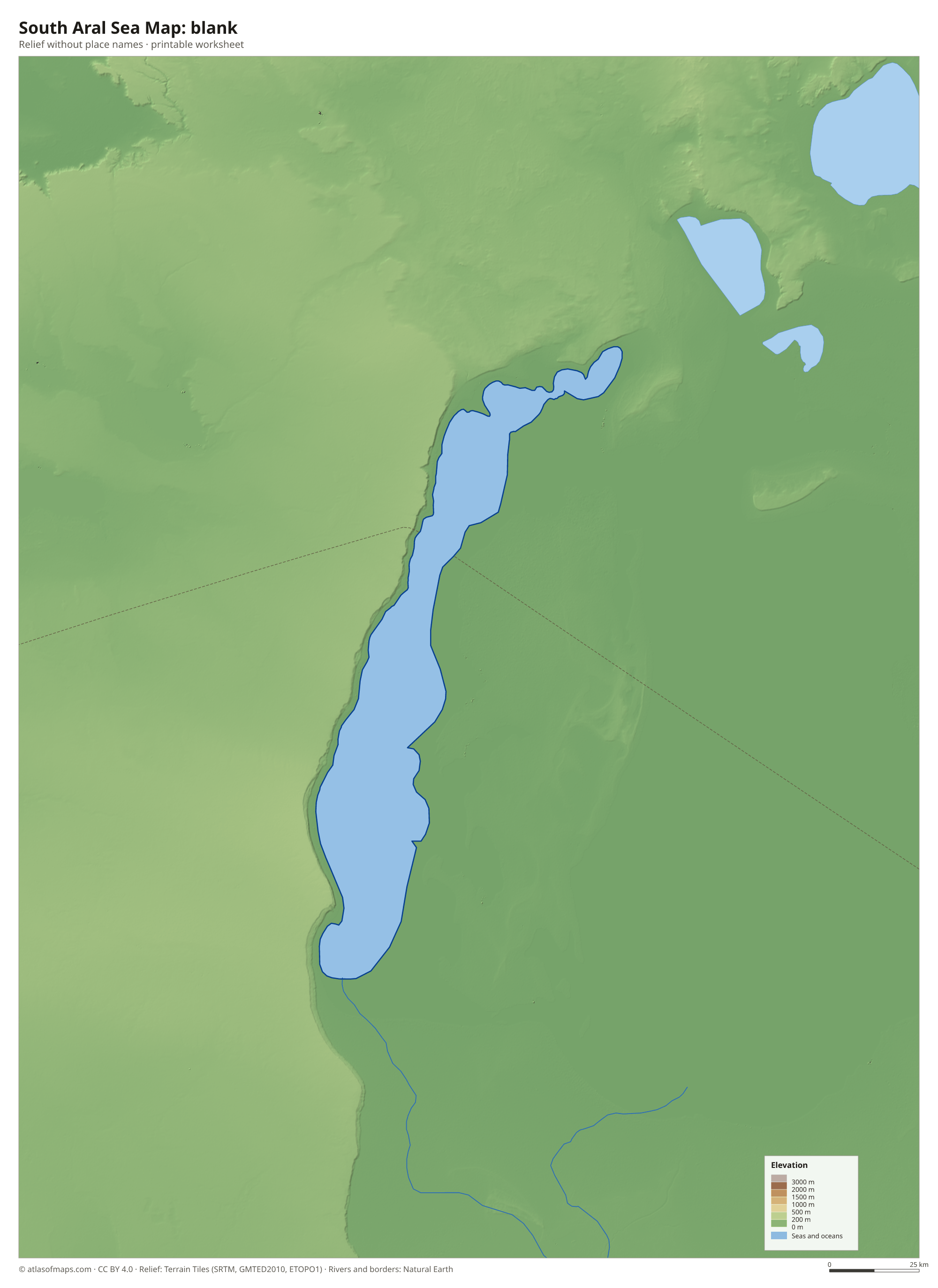 South Aral Sea Map without names