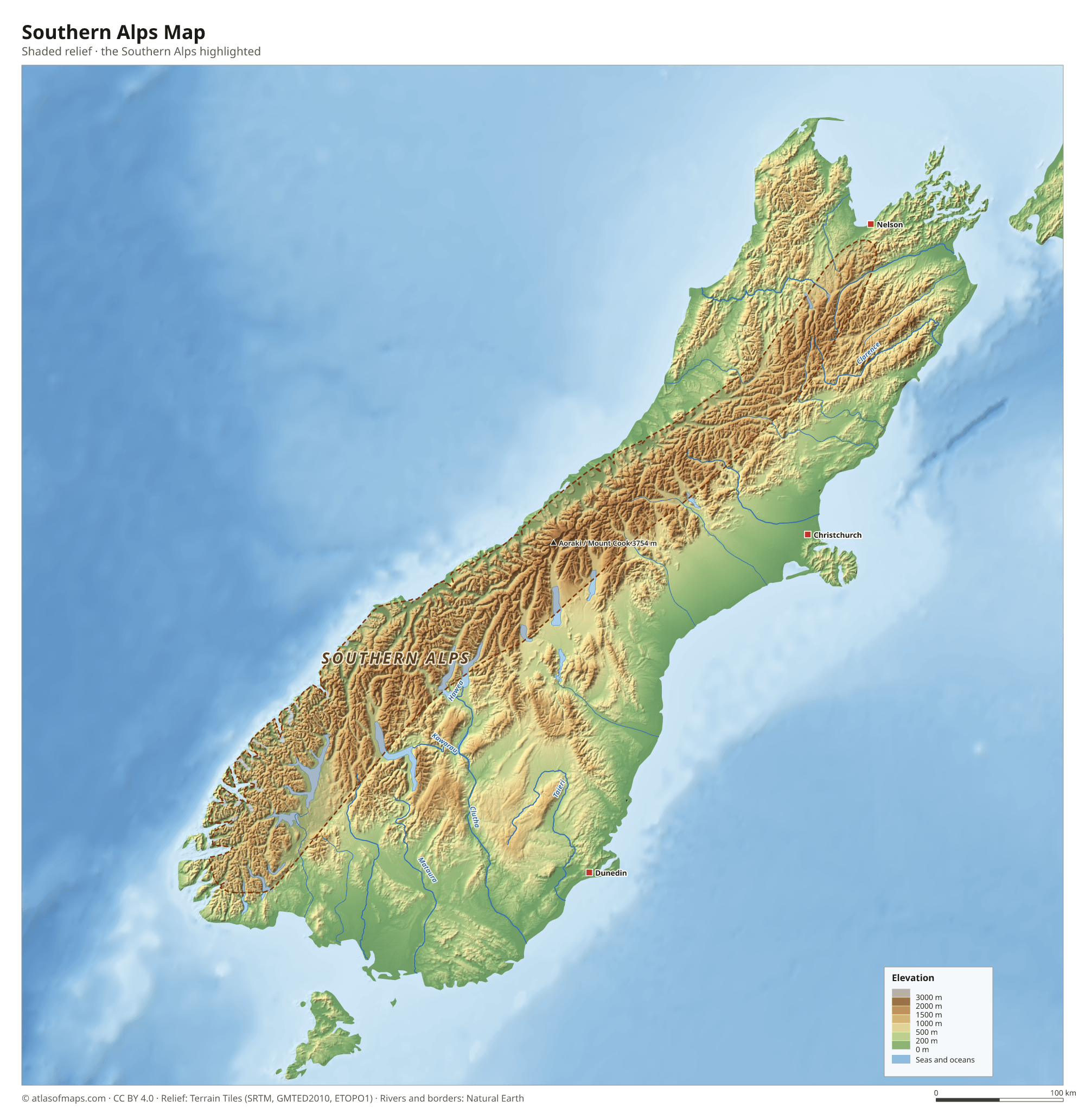 Southern Alps Map
