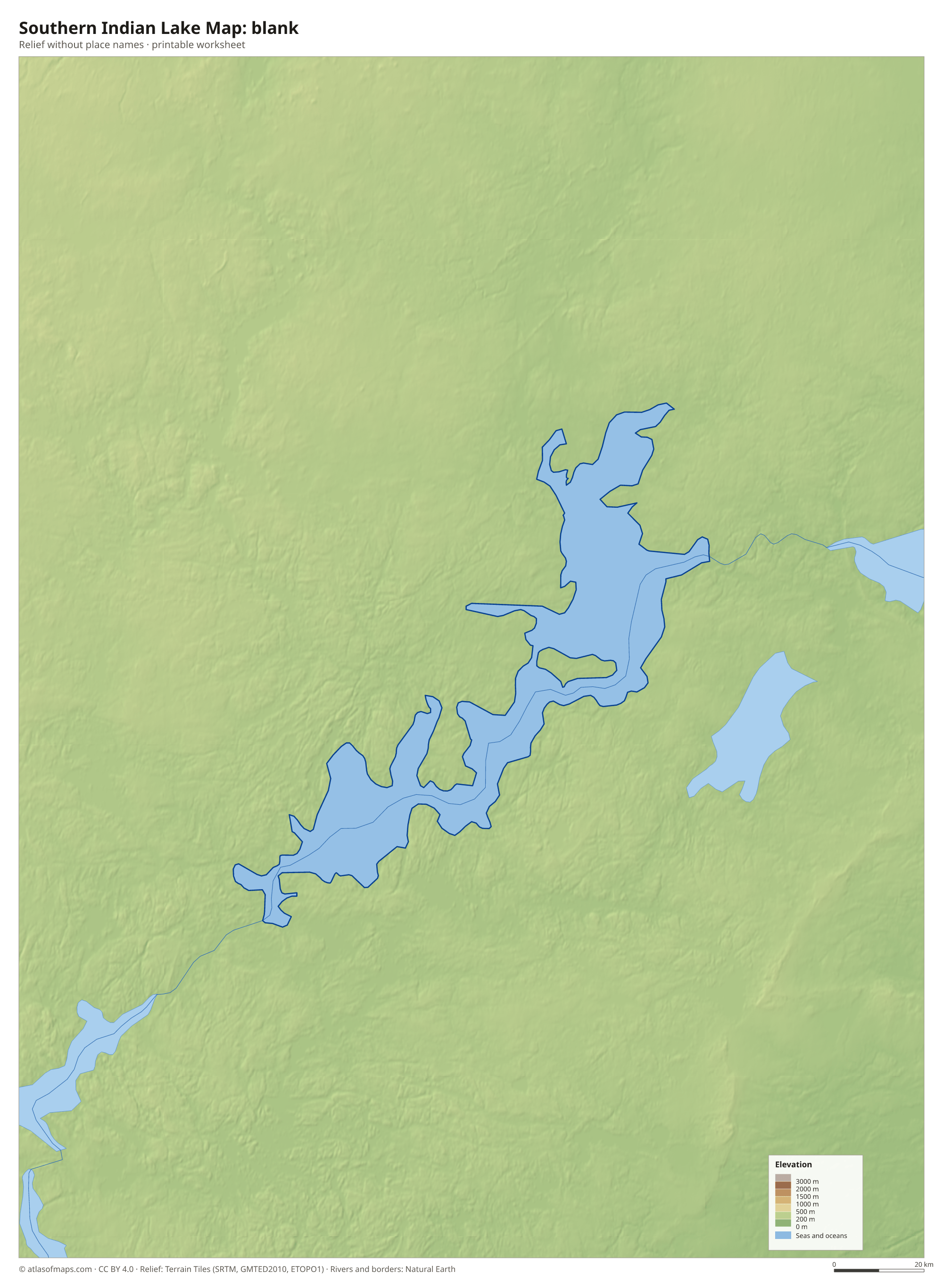 Southern Indian Lake Map without names