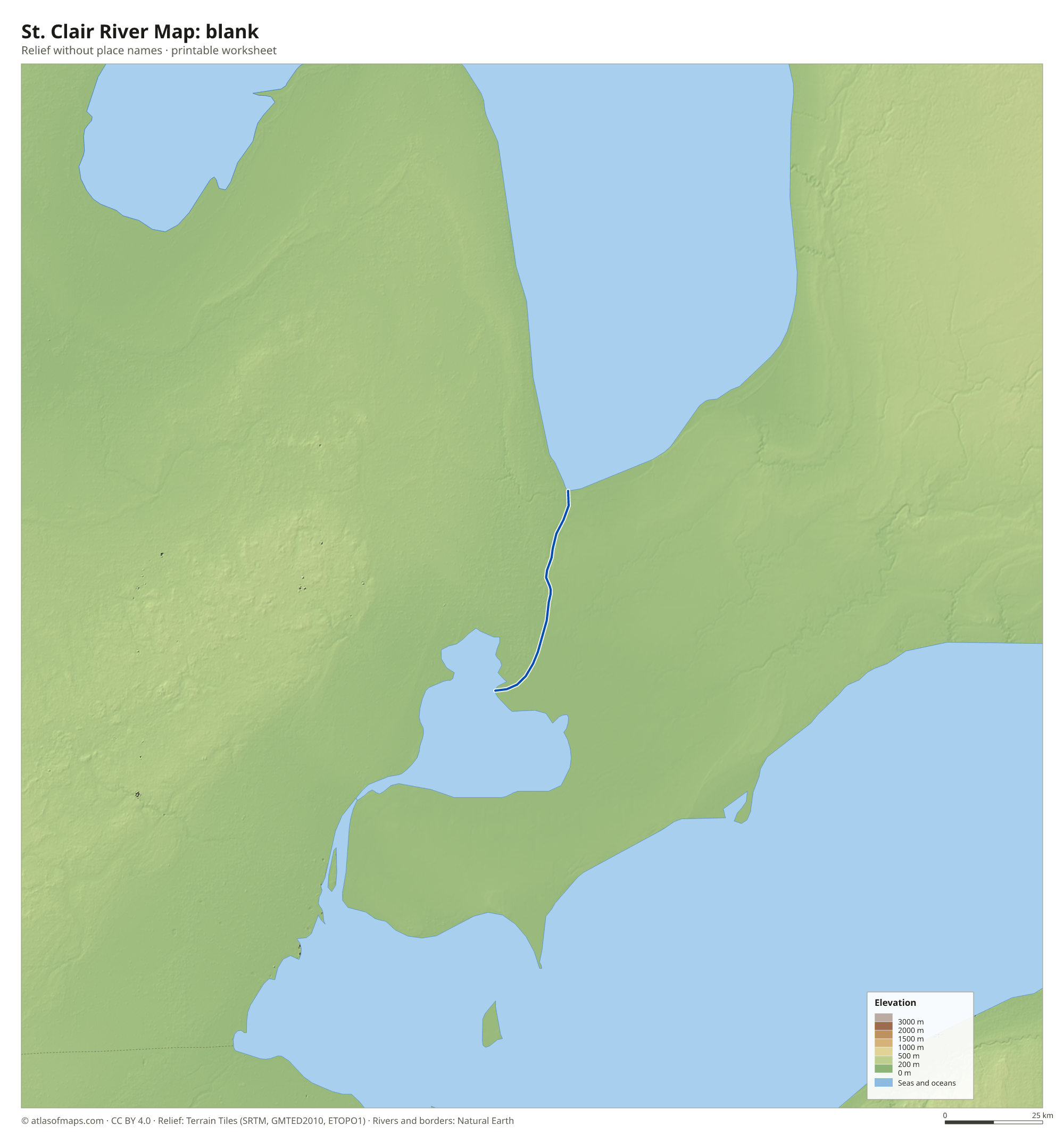 St. Clair River Map without names