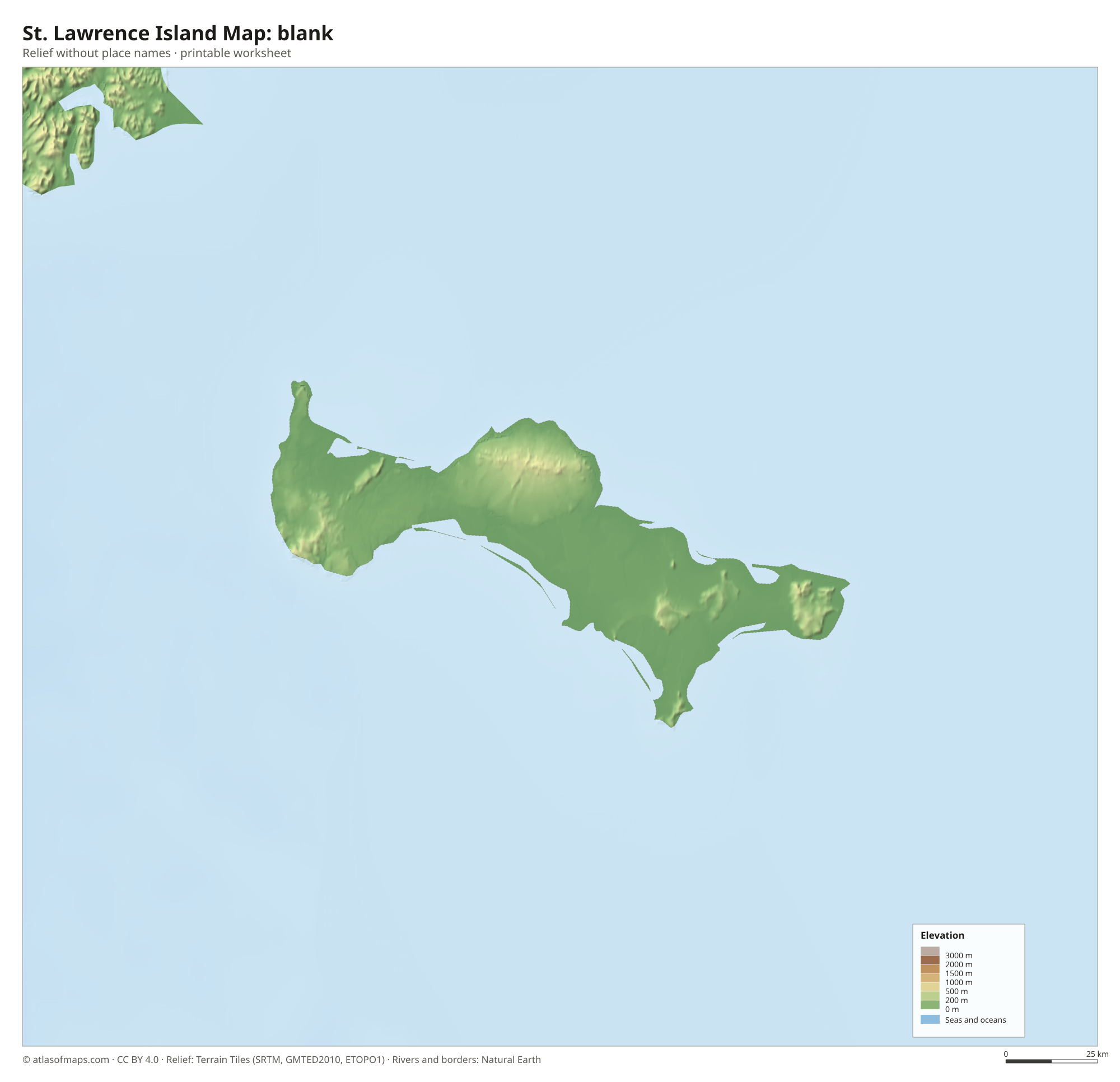 St. Lawrence Island Map without names