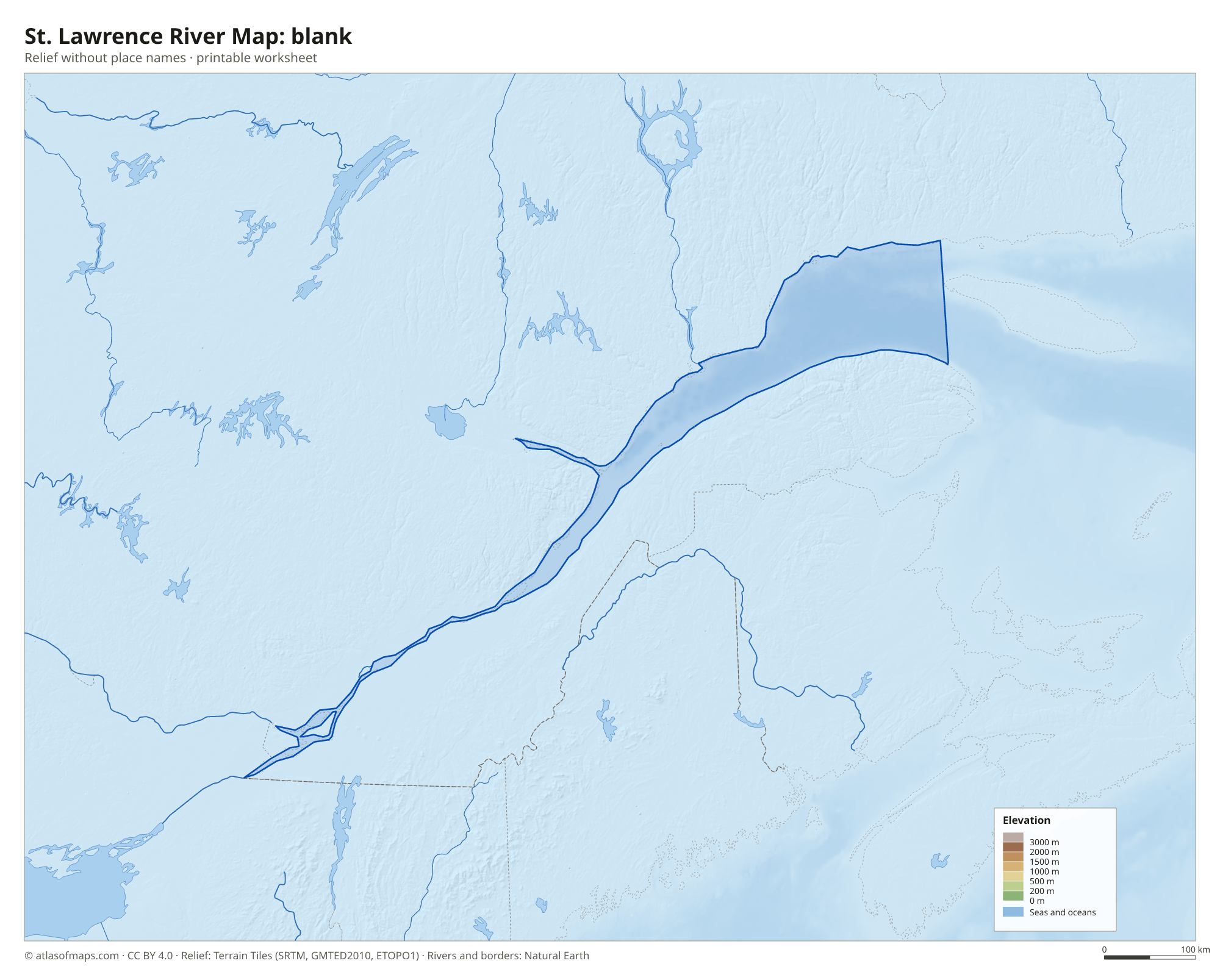 St. Lawrence River Map without names
