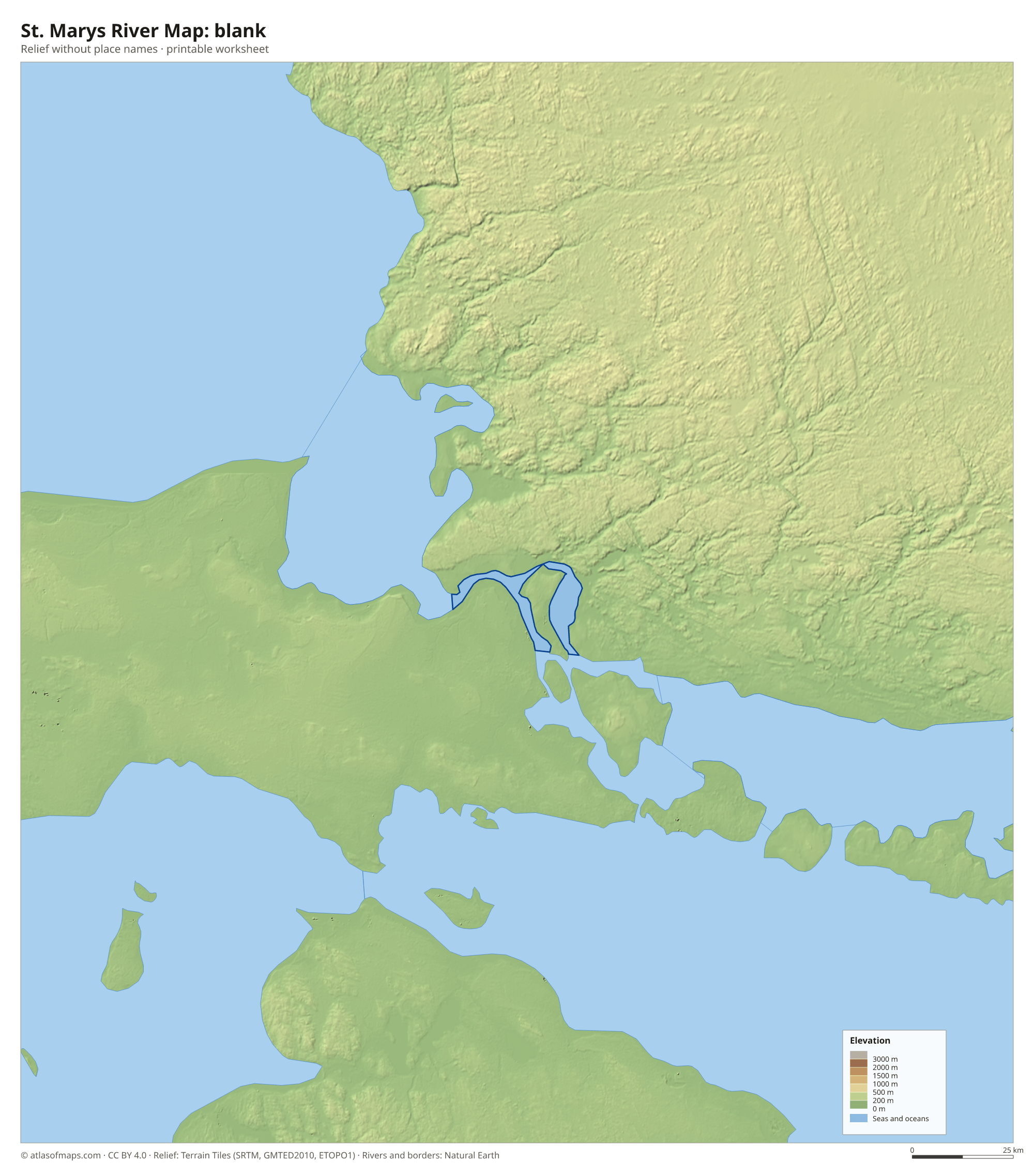 St. Marys River Map without names