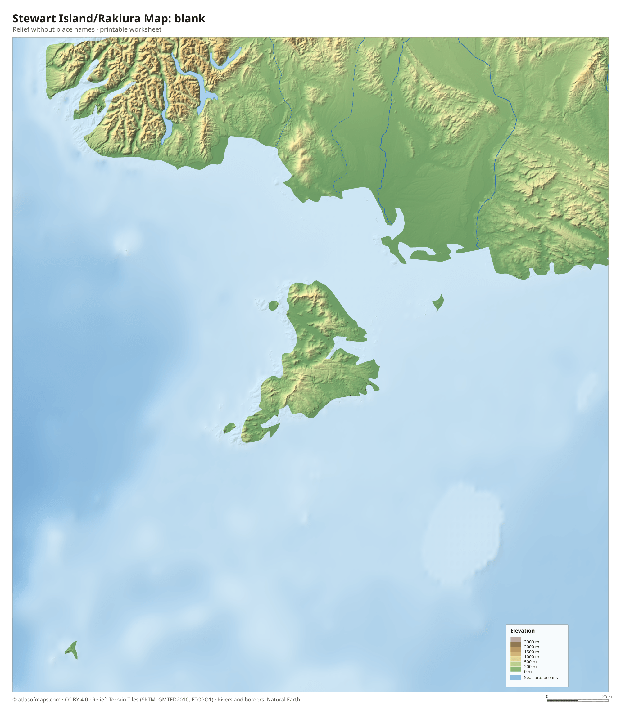 Stewart Island/Rakiura Map without names