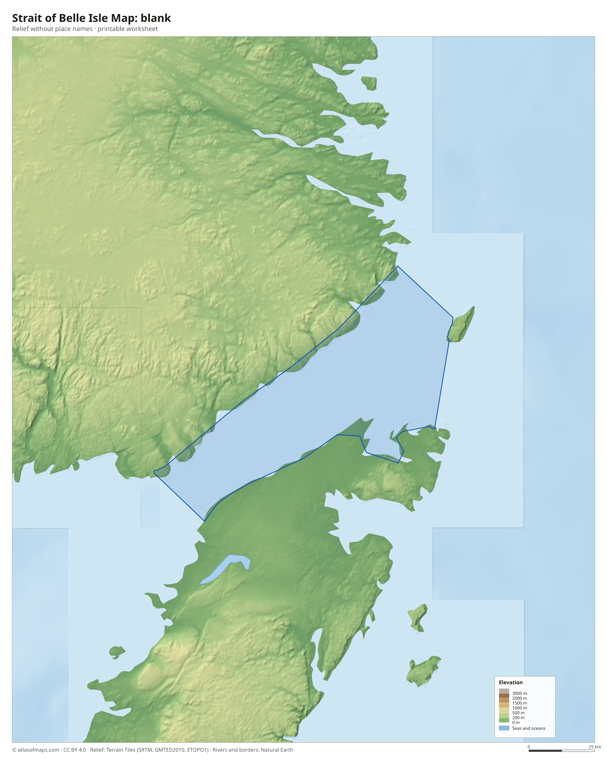 Strait of Belle Isle Map without names