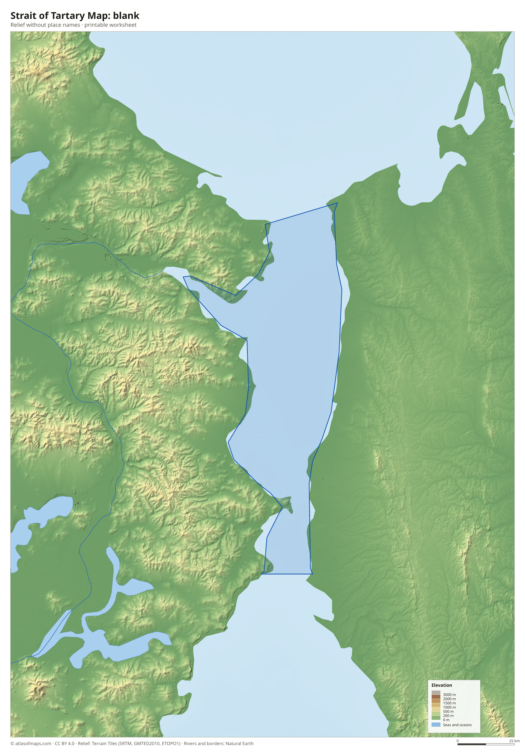 Strait of Tartary Map without names