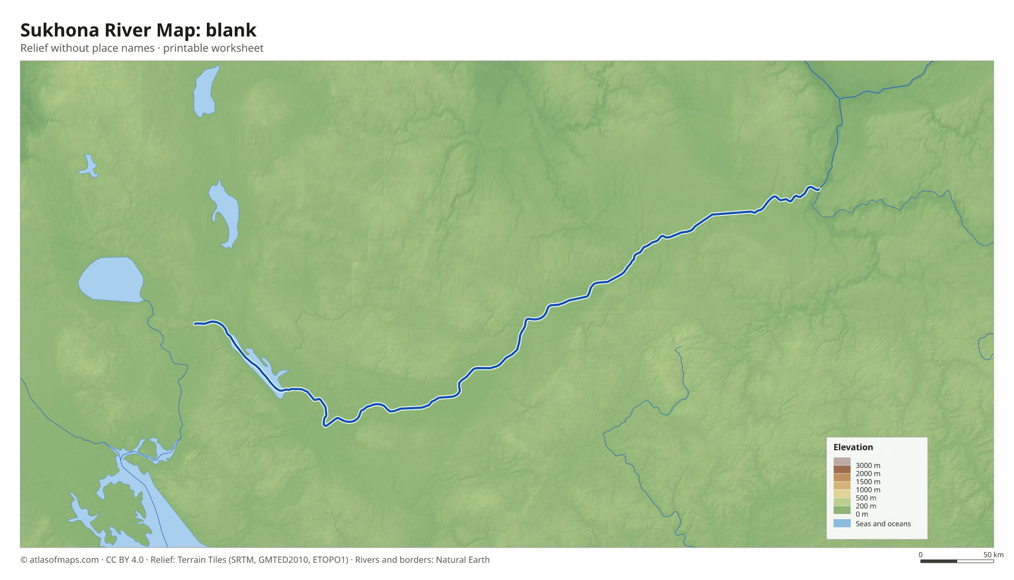 Sukhona River Map without names