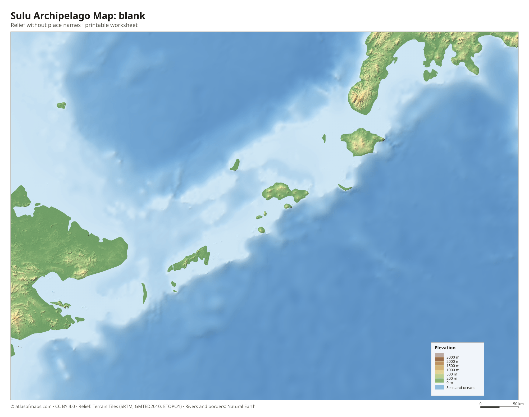 Sulu Archipelago Map without names