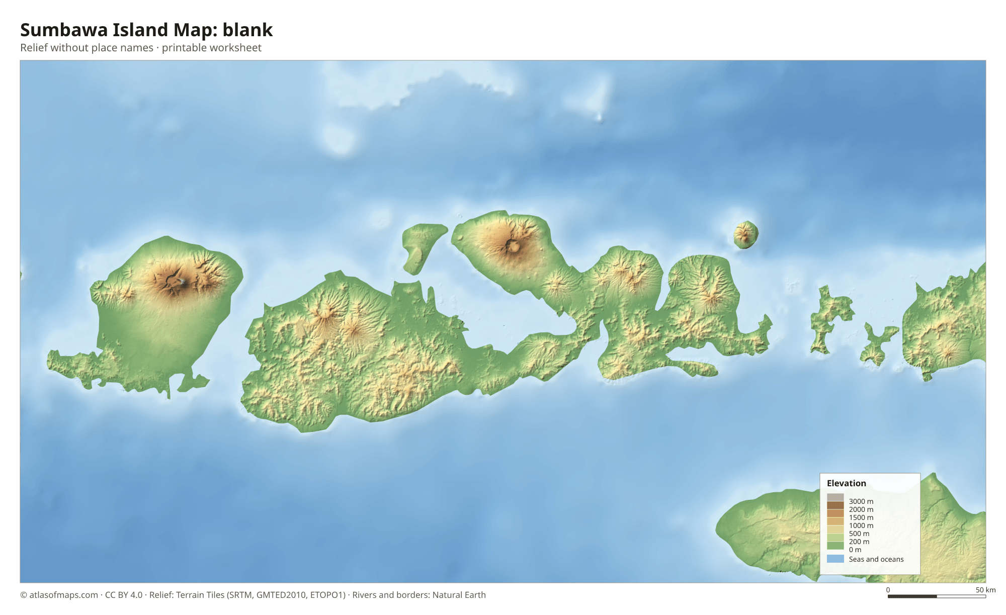 Sumbawa Island Map without names