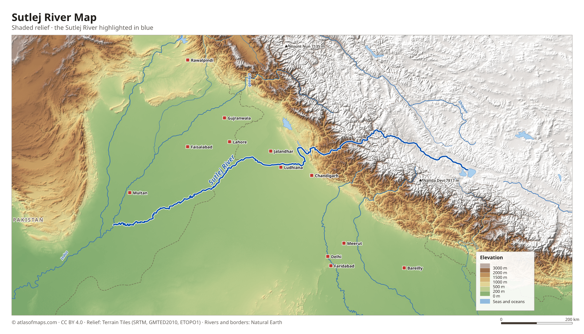 Sutlej River Map