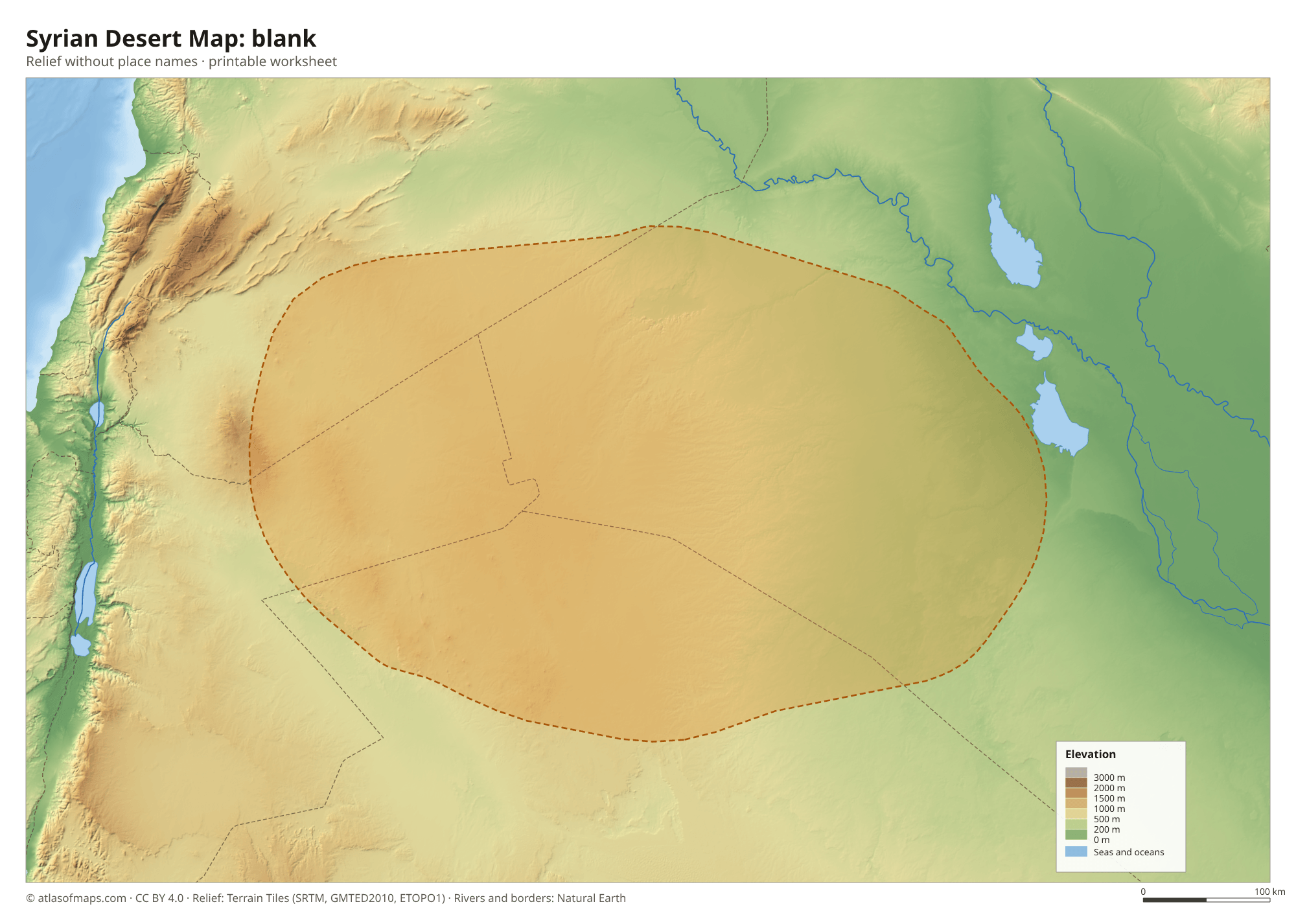 Syrian Desert Map without names