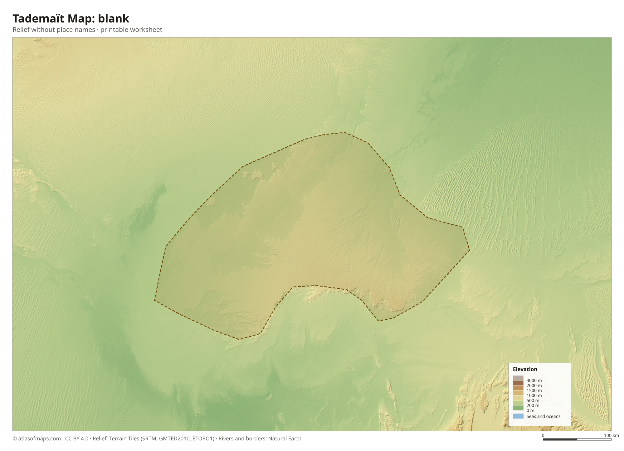 Tademaït Map without names