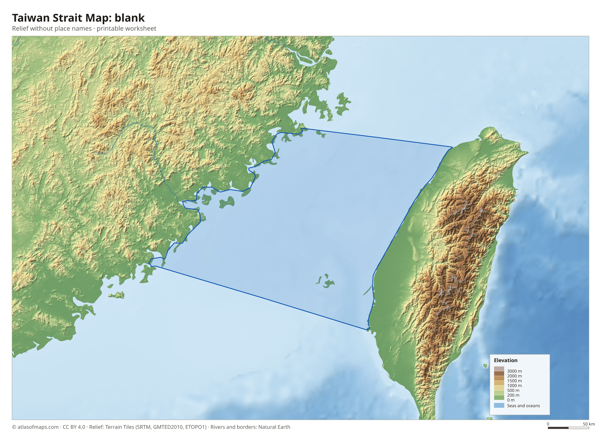 Taiwan Strait Map without names